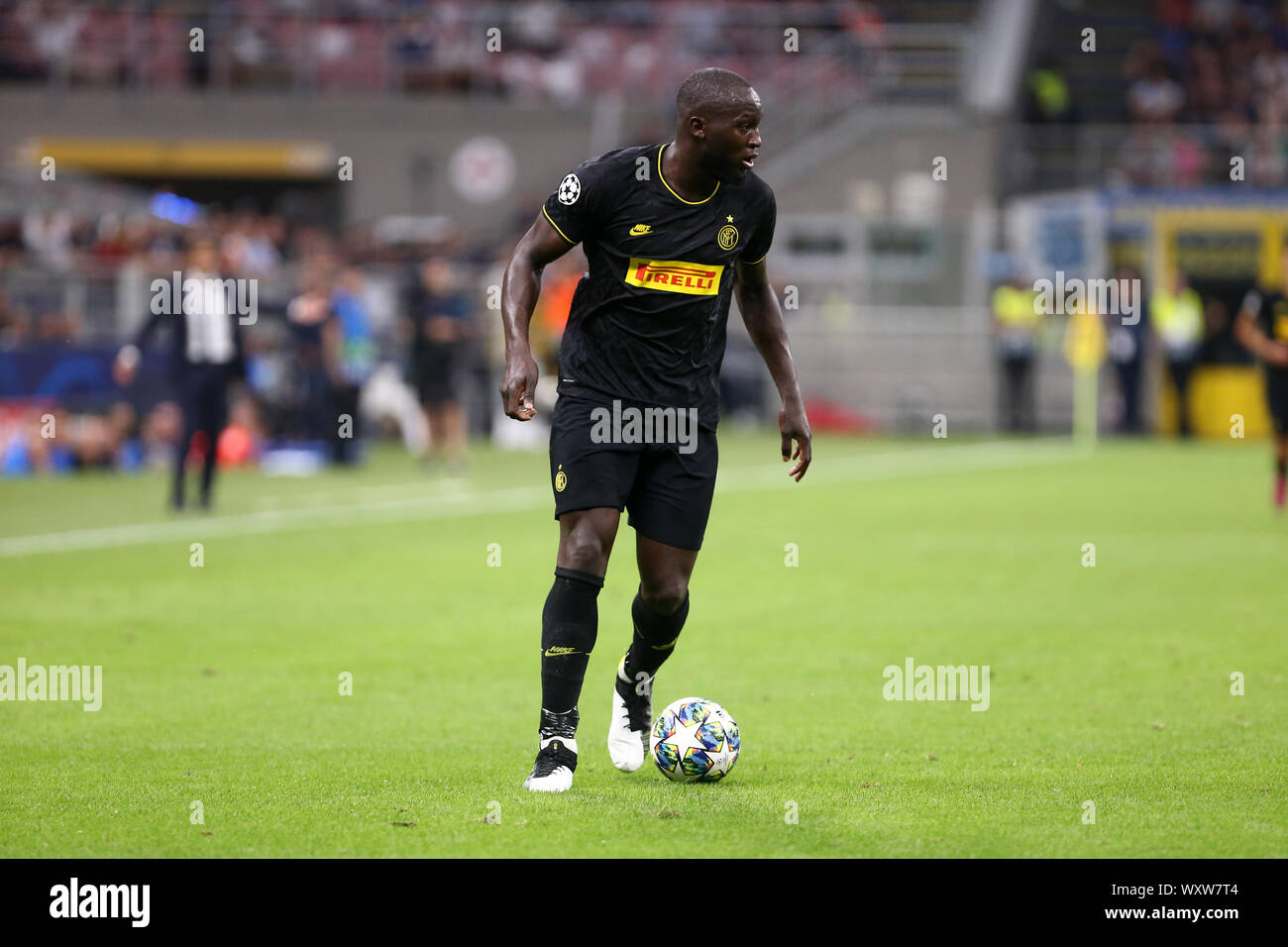 Mailand, Italien. 17.September 2019. Champions League 2019-20 Gruppe F. FC Internazionale vs SK Slavia Praha. Romelu Lukaku des FC Internazionale. Stockfoto