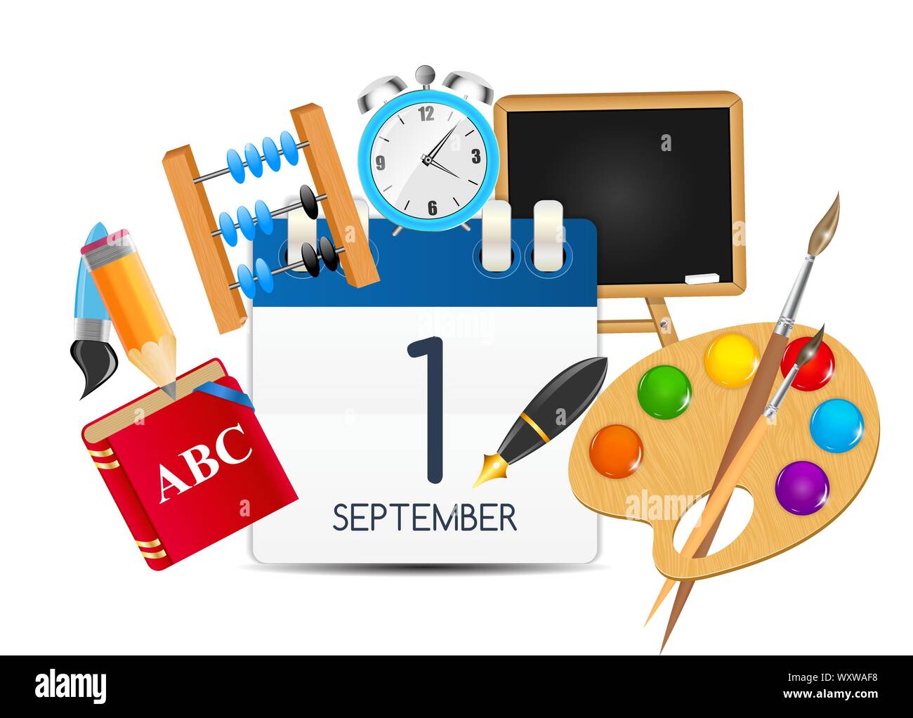 Symbol Kalender am 1. September. Vector Illustration EPS 10. Stock Vektor