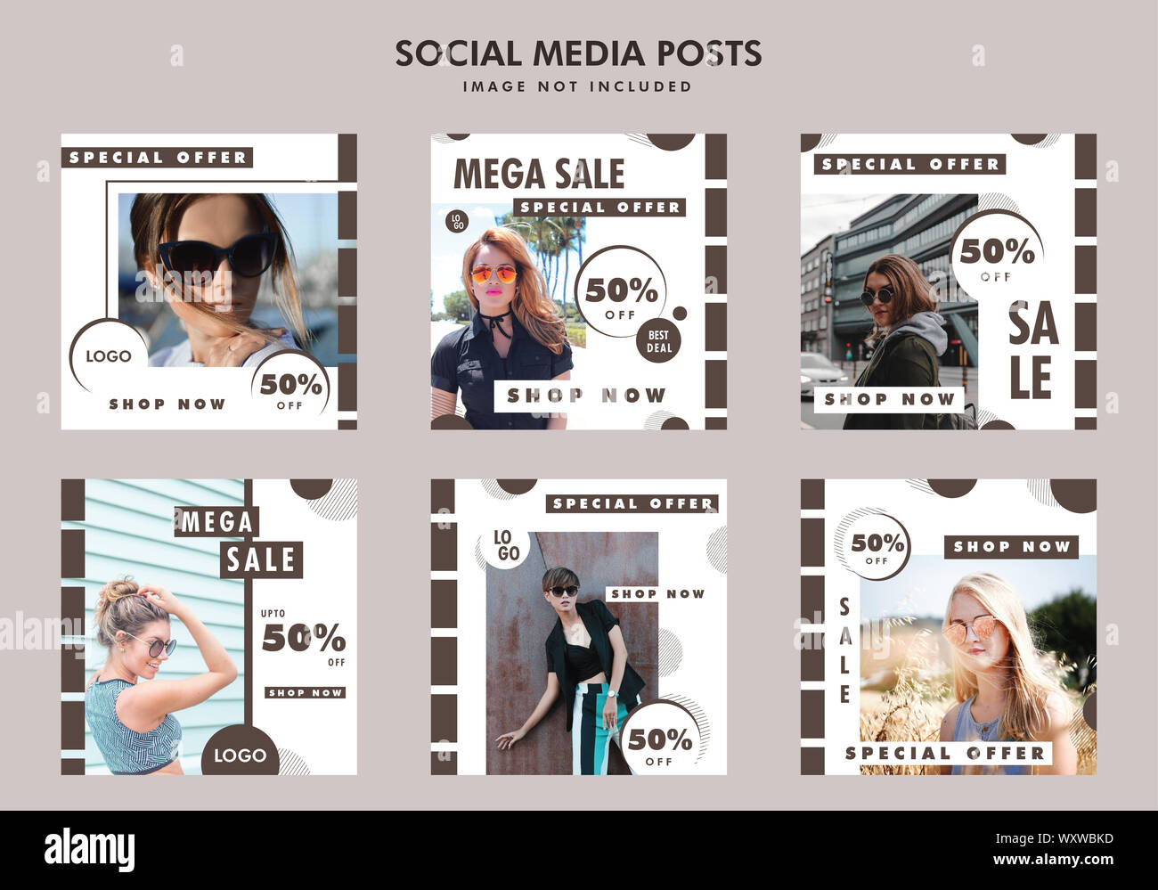 Mode Verkauf social media post Design template Bundle Vector Illustration Stockfoto