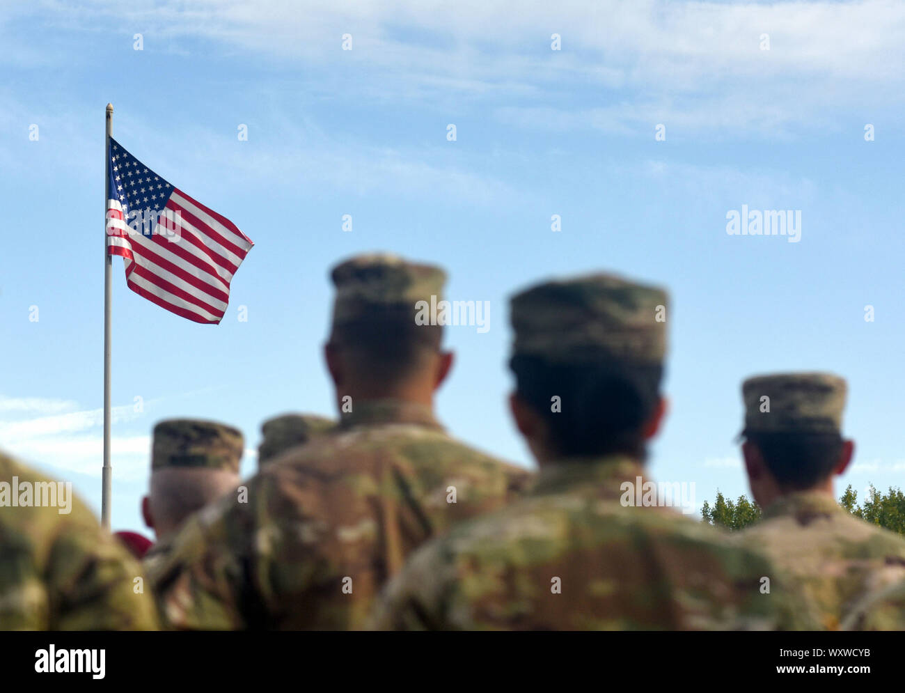 Amerikanische Soldaten und Flagge der USA. US-Armee. US-Truppen Stockfoto