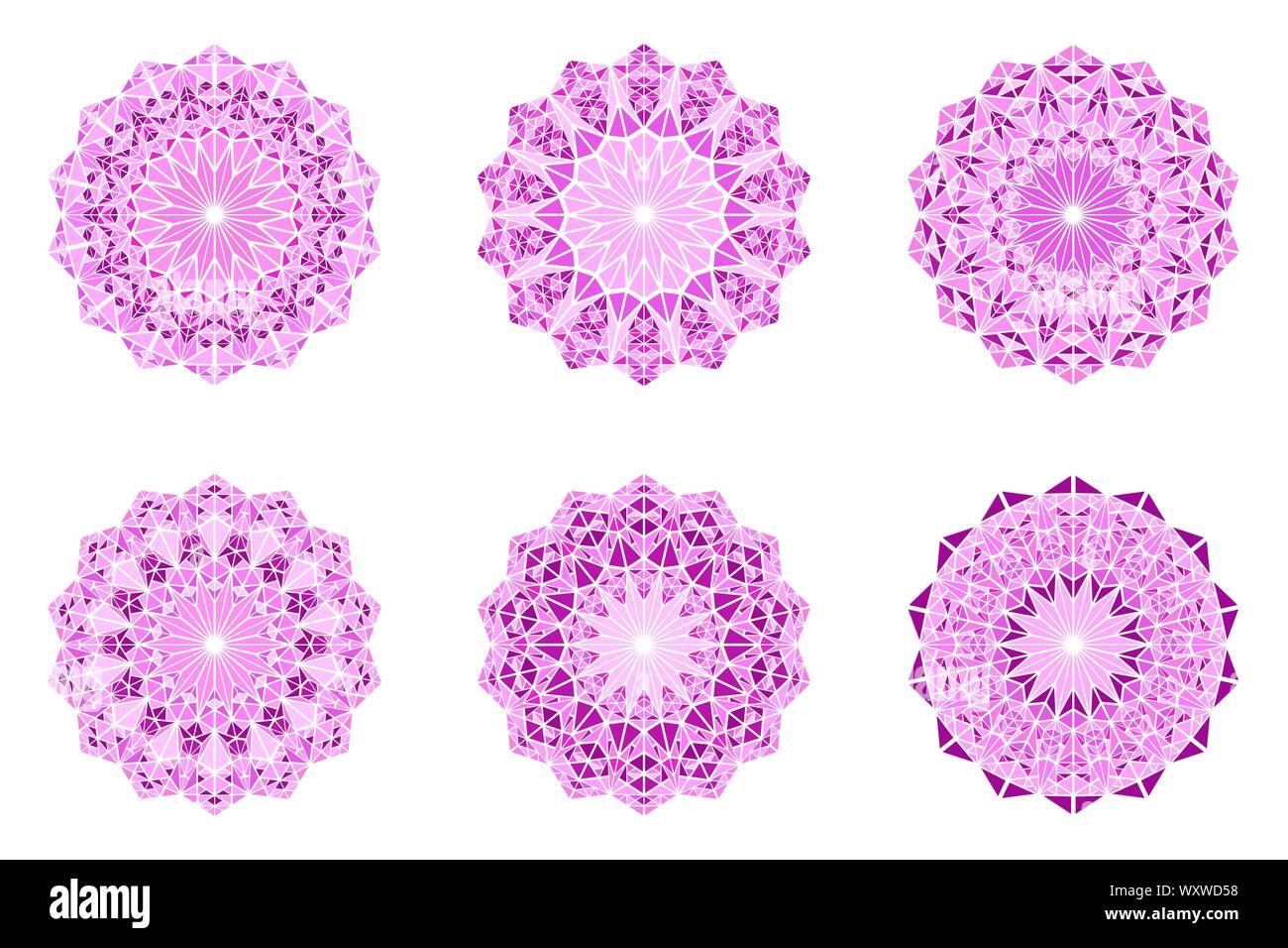 Bunte geometrische Runde verzierten polygonalen Mandala Logo - Dekorative abstrakt Vector Grafiken Stock Vektor