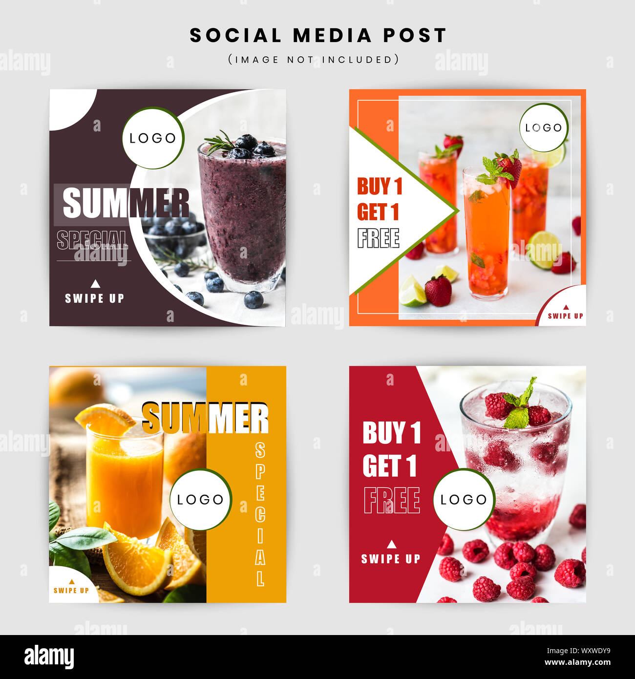 Essen trendy sozialen Instagram post Design Illustration Stockfoto