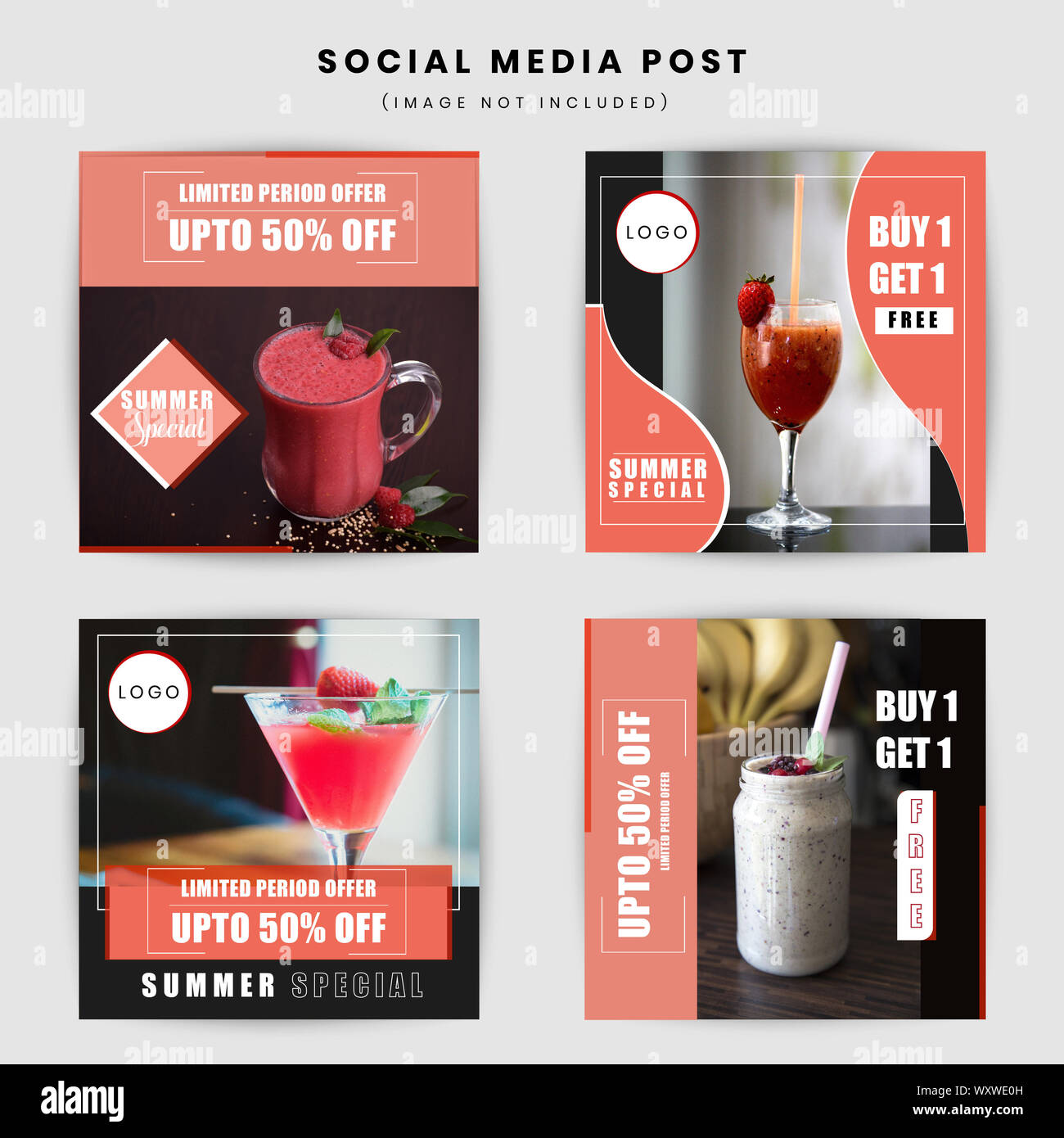 Essen und Trinken social media post Design Illustration Stockfoto