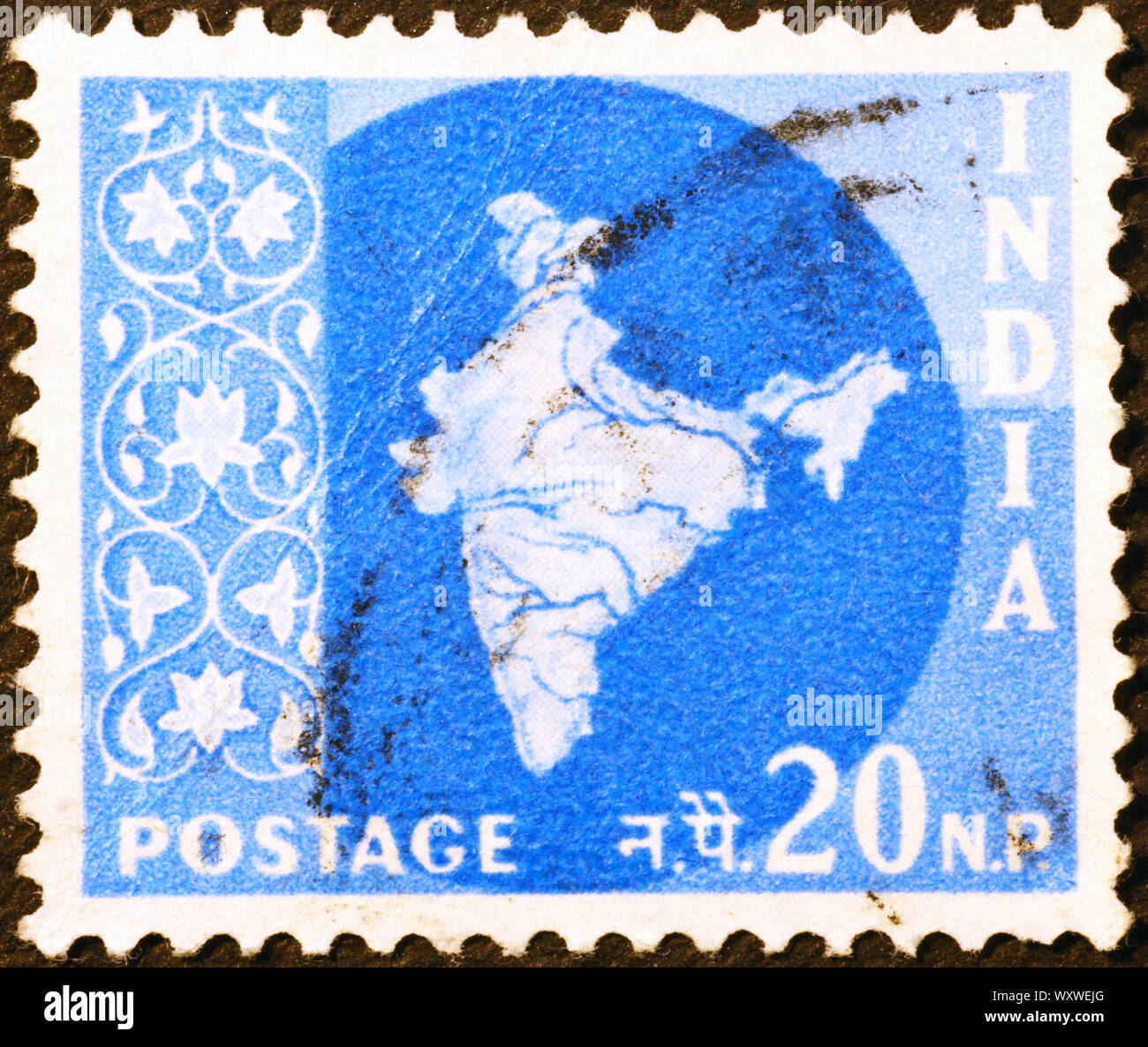 Grobe Karte von Indien auf Briefmarke Stockfoto