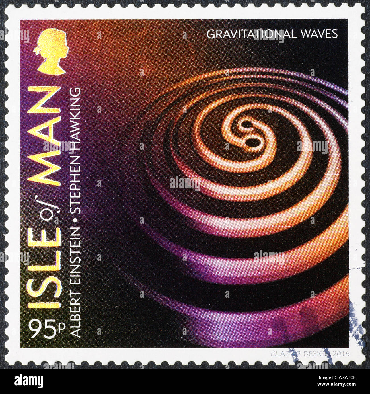 Gravitationswellen auf Briefmarke Stockfoto