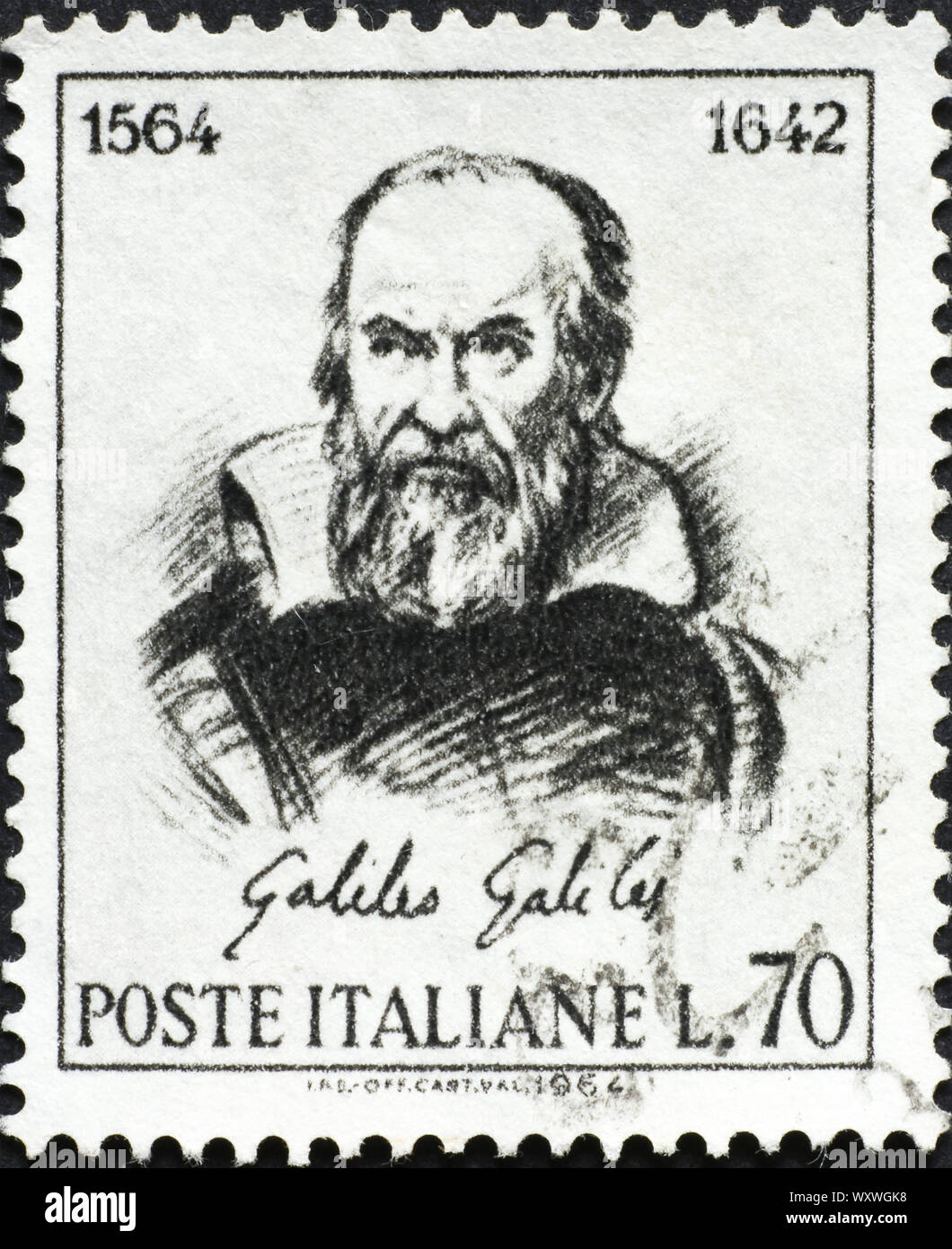 Galileo Galilei auf alten italienischen Briefmarke Stockfoto