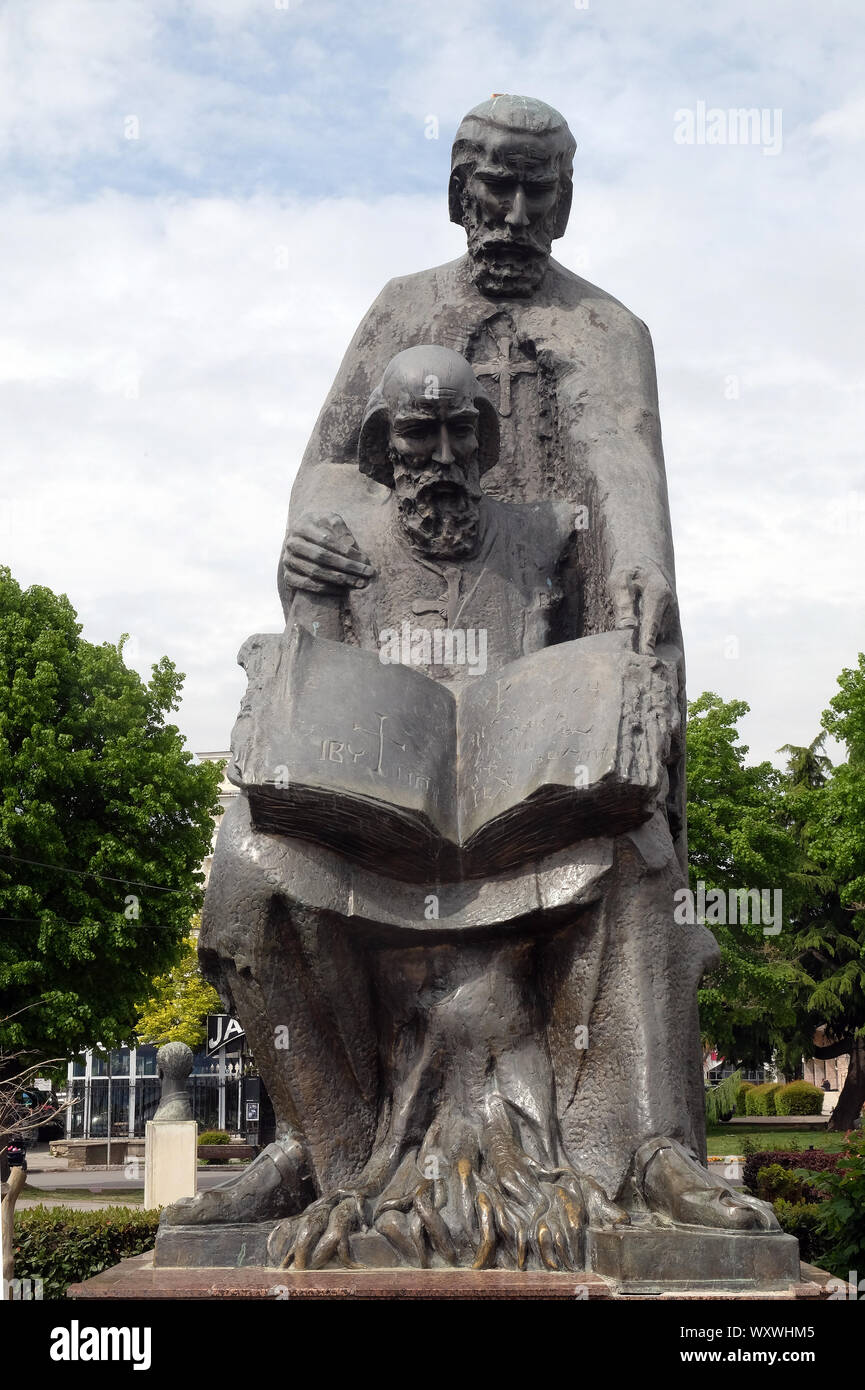 Denkmal der Heiligen Cyrill und Methodius in Ohrid, Mazedonien Stockfoto