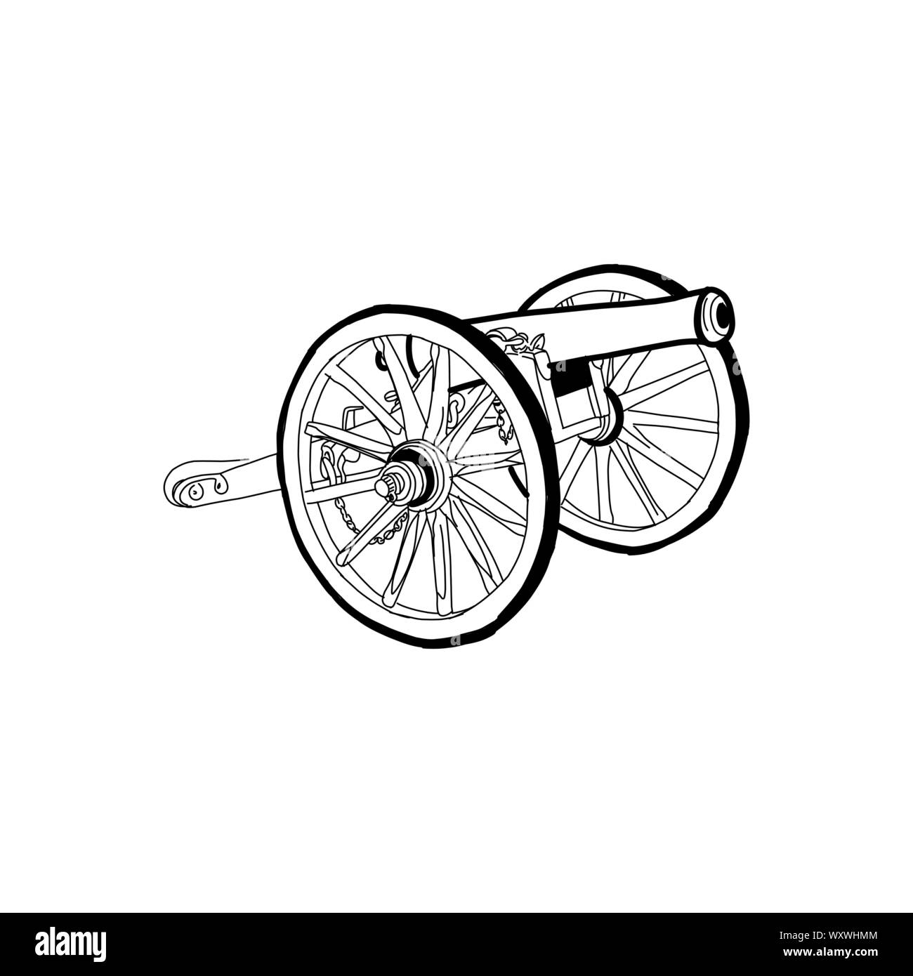 Vektor alten Kanone, Jahrgang Tinte Gravur Abbildung arm Waffe Hand gezeichnet doodle Skizze Stock Vektor