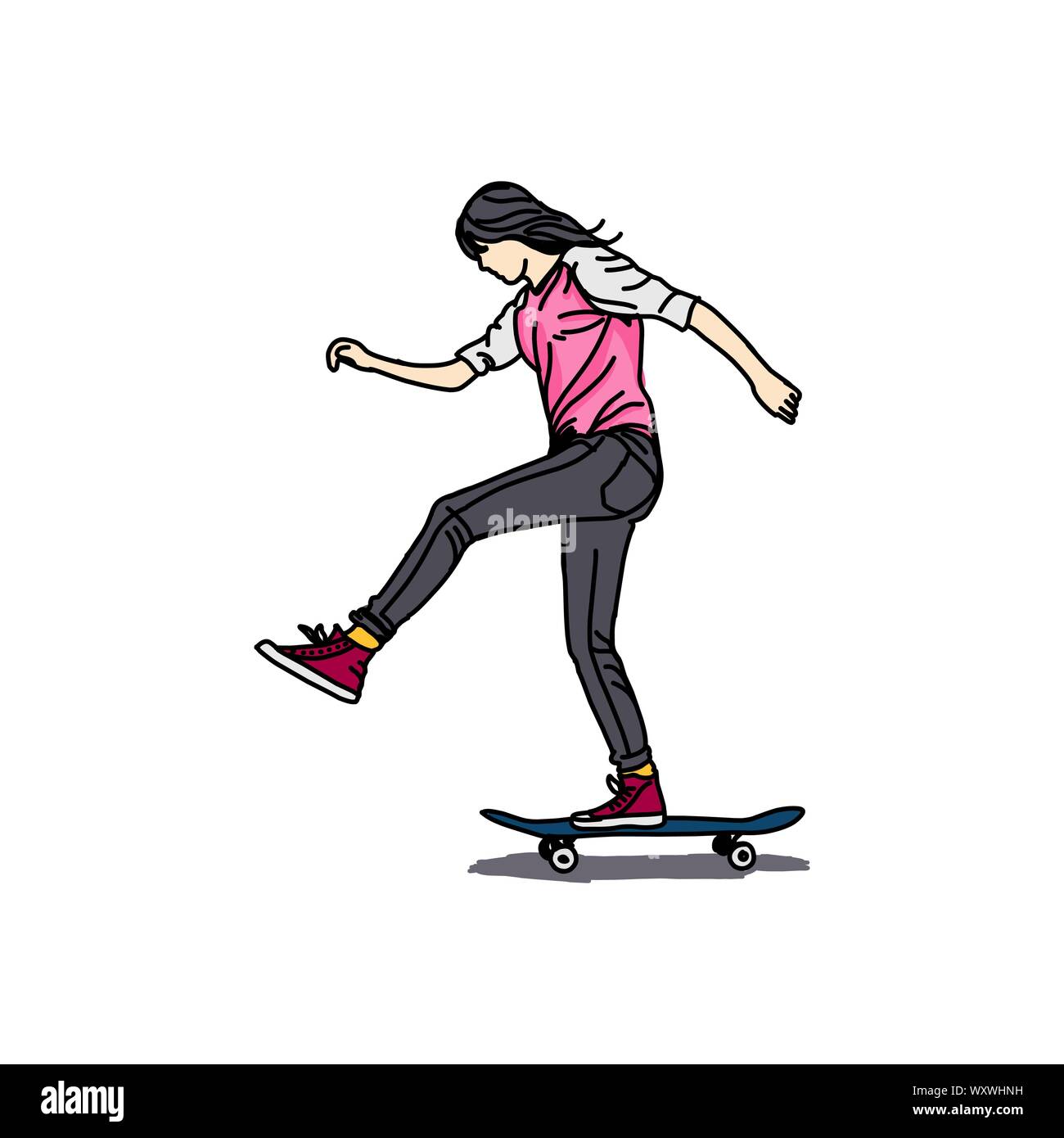 Ein skater Stil. Skateboard Vector Illustration. Street Sport, skateboarding,  extrem. Hand gezeichnete farbige Vektor-illustration isoliert auf weißem  Stock-Vektorgrafik - Alamy