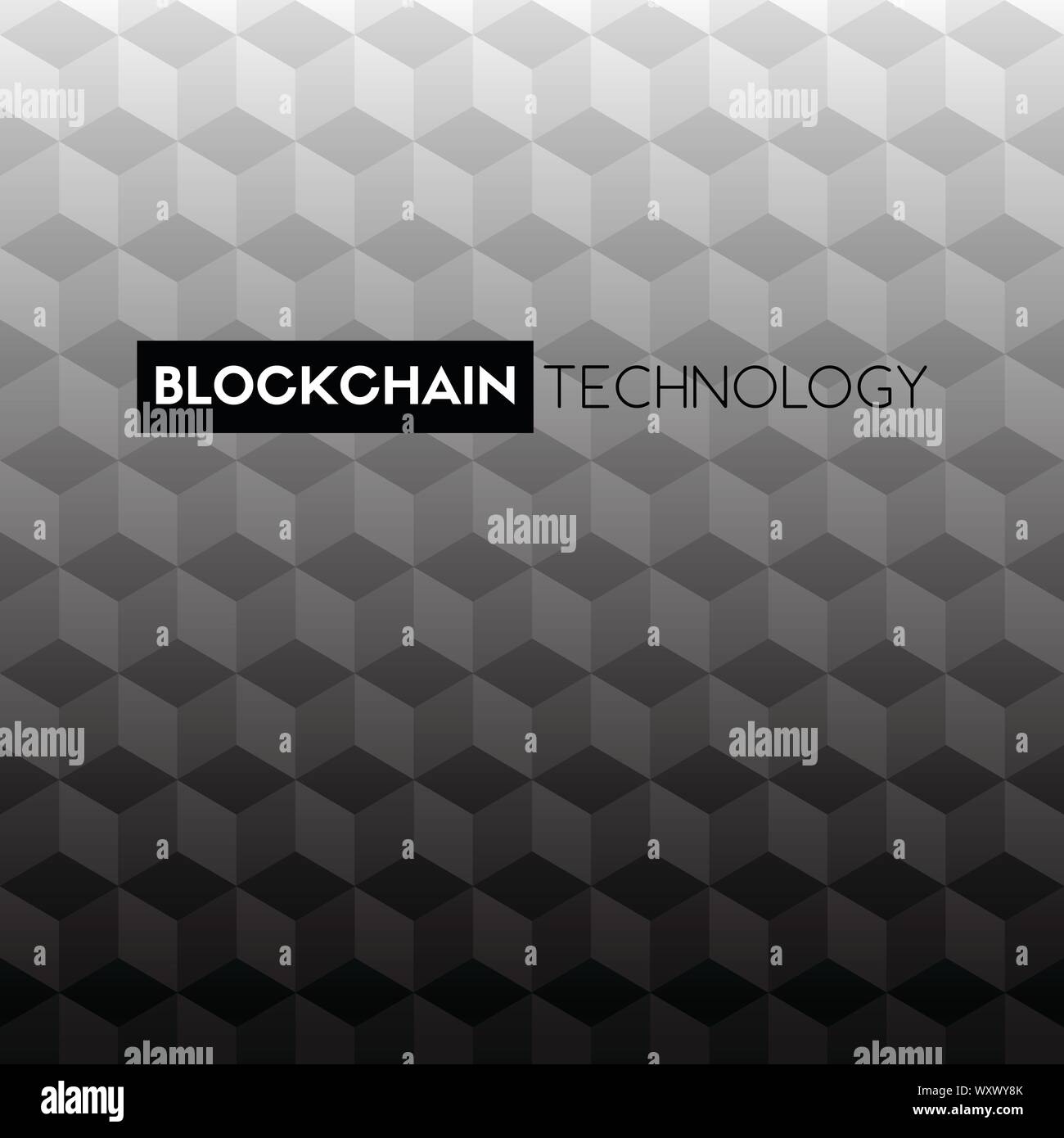 Blockchain Technologie schwarzen und weißen Hintergrund Stock Vektor