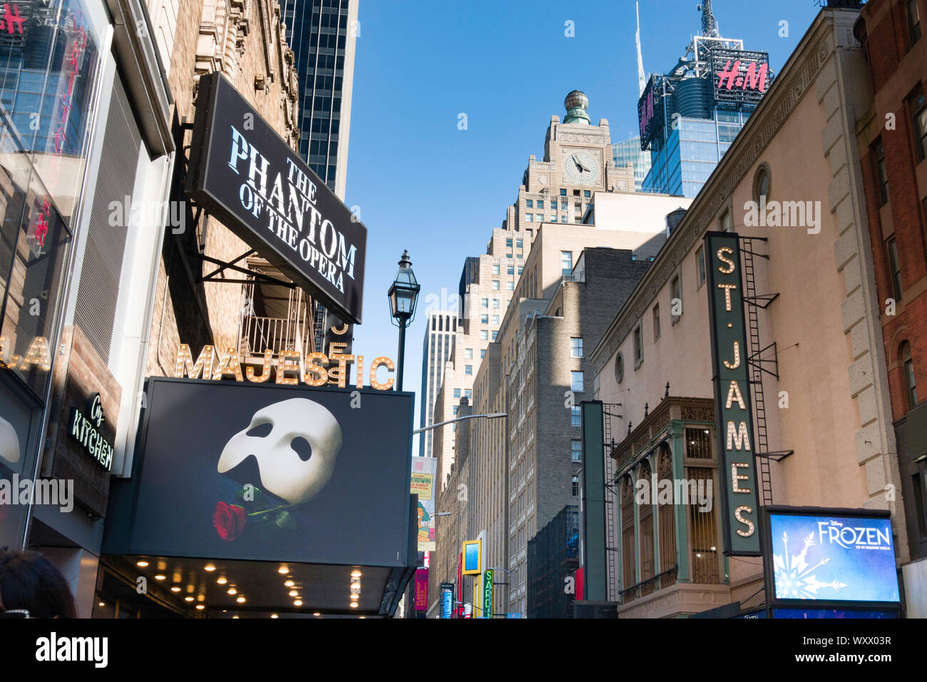 Das Majestic Theater, 245 W. 44th Street mit 'Phantom der Oper' Times Square, New York Stockfoto