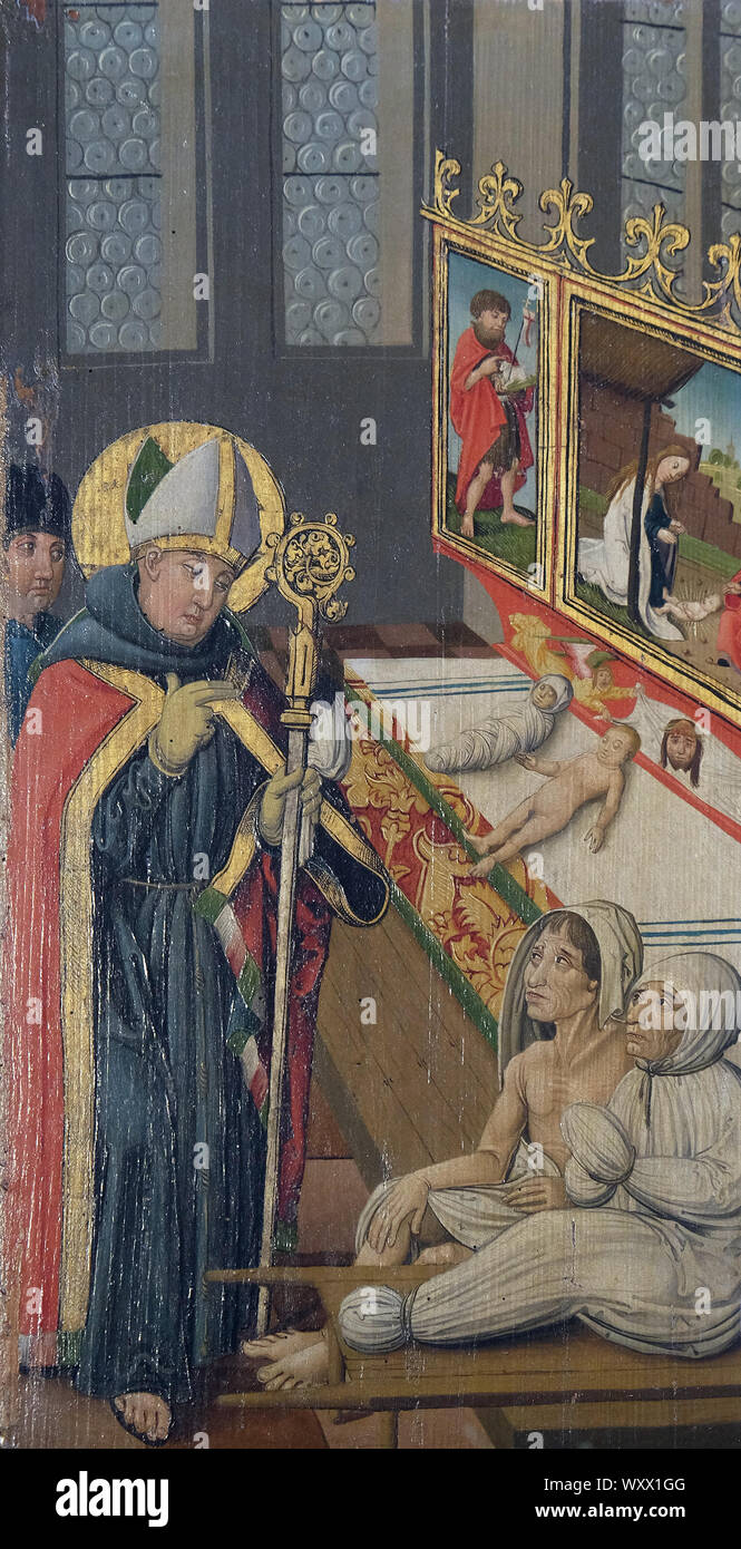 Louis ist die Menschen von den Toten, Altar von St. Louis von Toulouse in St. James Kirche in Rothenburg o.d. Tauber, Deutschland Stockfoto