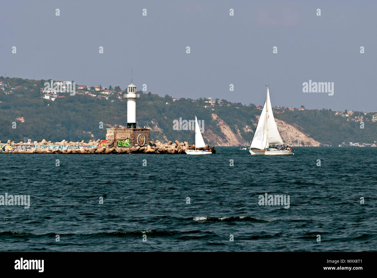 Schwarzmeerregatta nahe der Küste von Varna Bulgaria Europa, Stockfoto