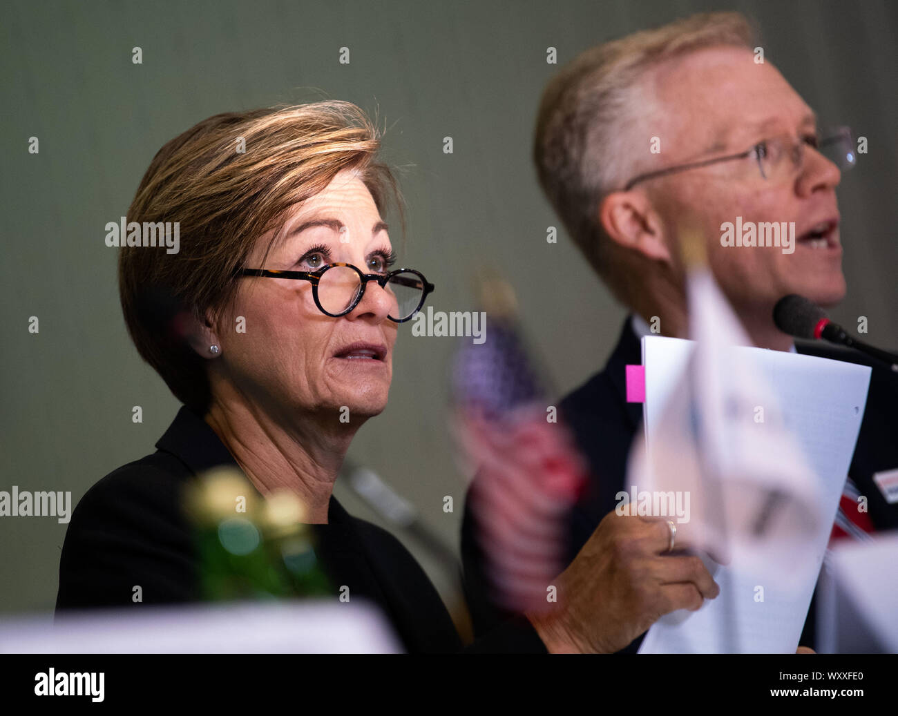 Washington DC, USA. 18 Sep, 2019. Iowa Regler Kim Reynolds nimmt an den 3. amerikanischen Arbeitskräfte Policy Advisory Board Meeting, an einem Boy's und Girl's Club in Washington DC am 18. September 2019. Die Gruppe tourte und trafen sich in der Boy's und Girl's Club, um zu erfahren, wie die Organisation der Ausbildung und Vorbereitung der Jugend für künftige Arbeitsplätze im MINT-Bereich. Quelle: UPI/Alamy leben Nachrichten Stockfoto