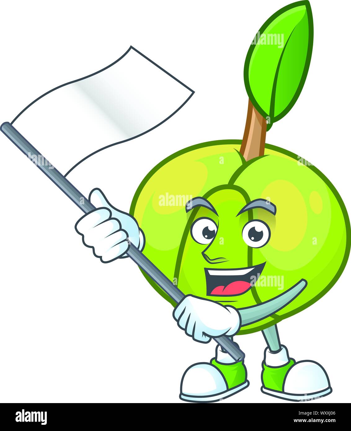 Mit Flagge Obst Elefant apple cartoon Maskottchen Stil Stock Vektor