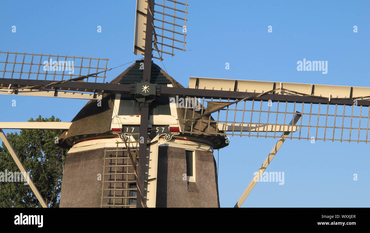 Schöne Windmühle Landschaft bei Osdorp in den Niederlanden Stockfoto