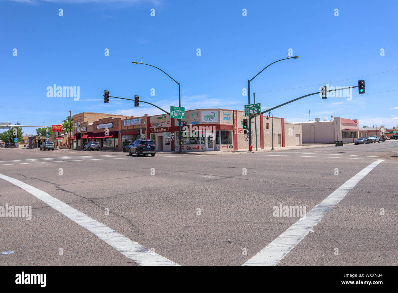 Holbrook, Arizona/USA - August 3, 2919: Rainbow Rock Shop Dinosaurier Stockfoto