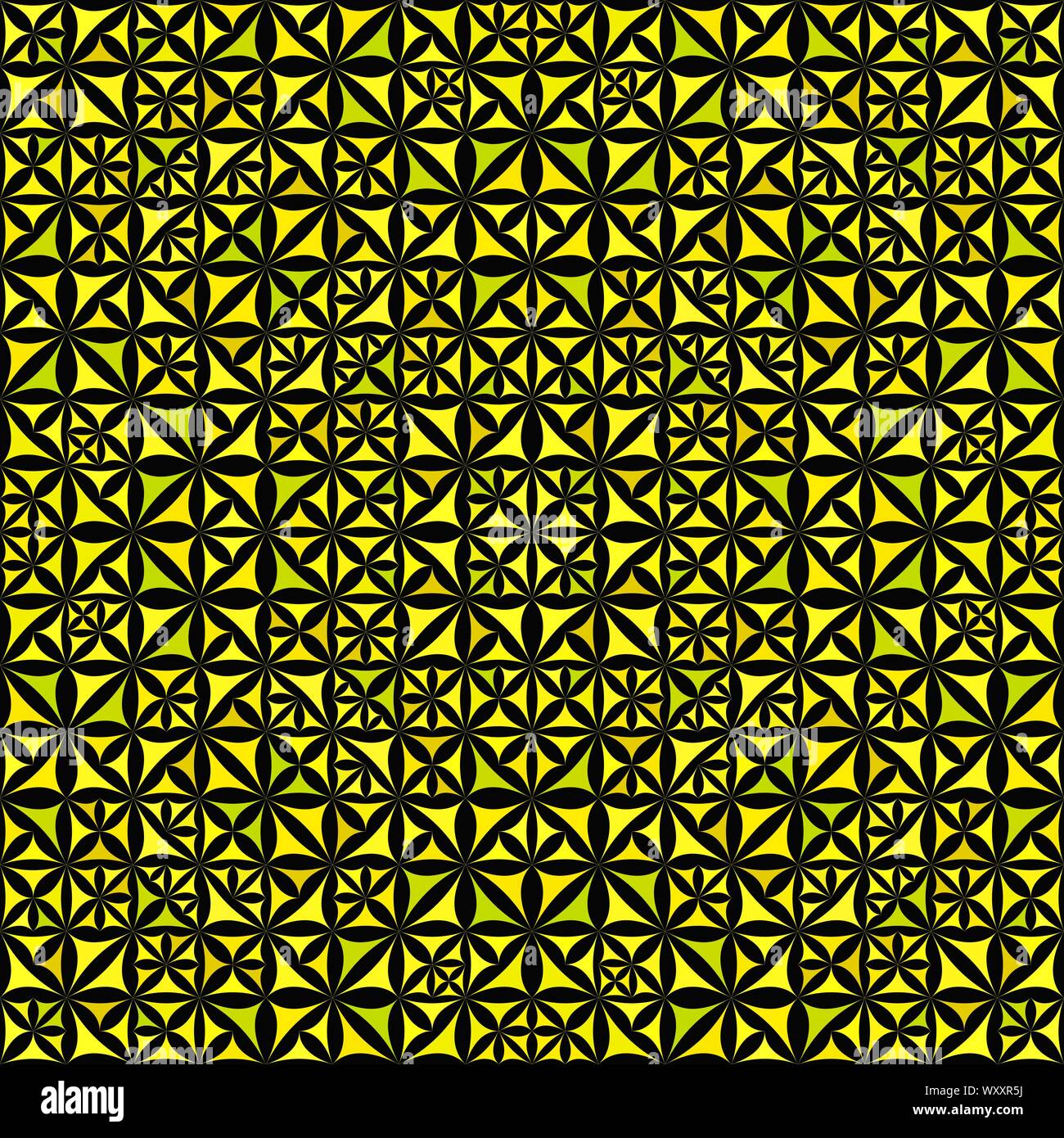 Gelb wiederholen Kaleidoskop Muster Hintergrund - abstrakte geometrische Vector wallpaper Abbildung mit geschwungenen Formen Stock Vektor