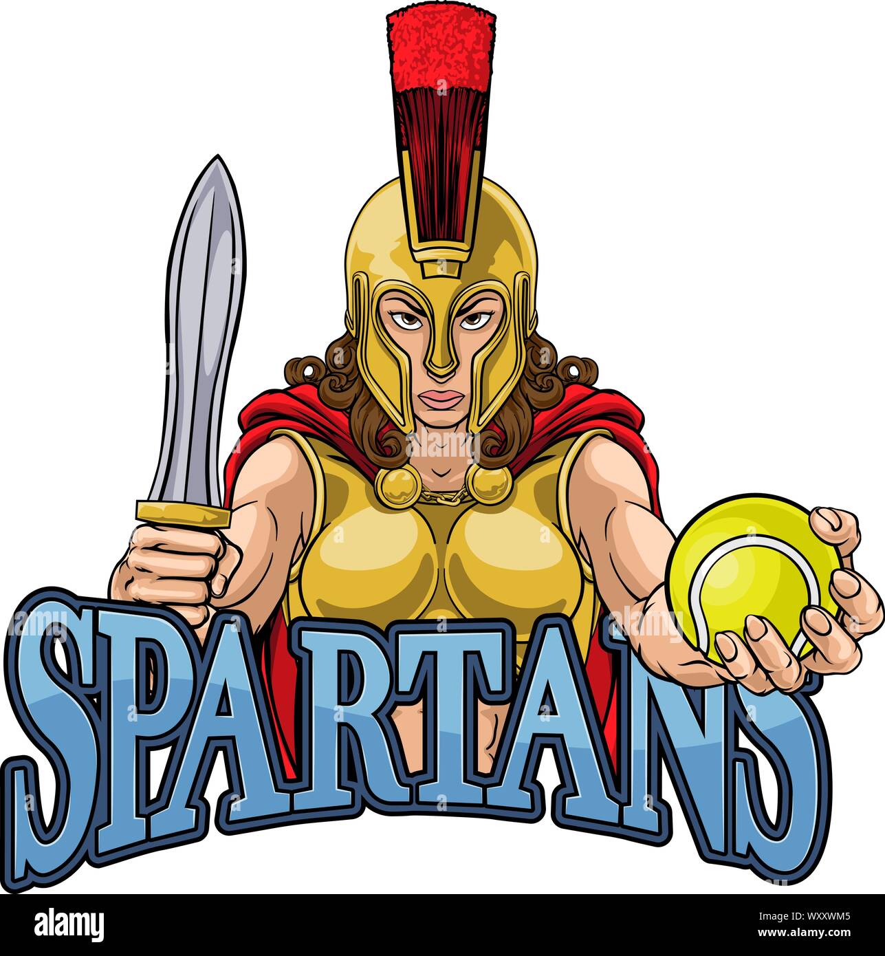 Spartan Trojan Gladiator Tennis Kriegerin Stock Vektor