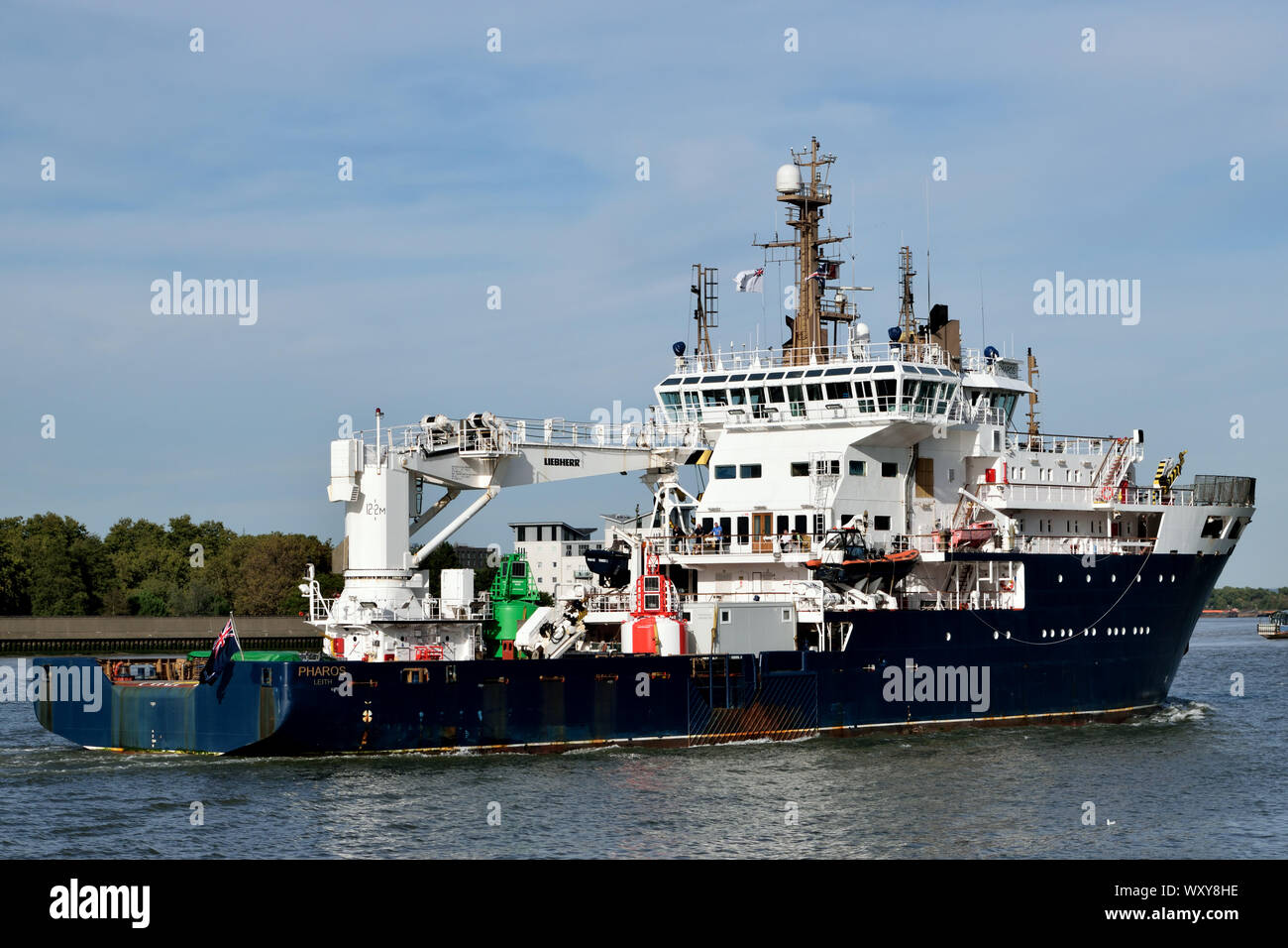 Northern Lighthouse Board Ausschreibung PHAROS Position auf der Themse nach Einnahme nicht Teil in London International Versand Woche 2019 Veranstaltungen in London. Stockfoto