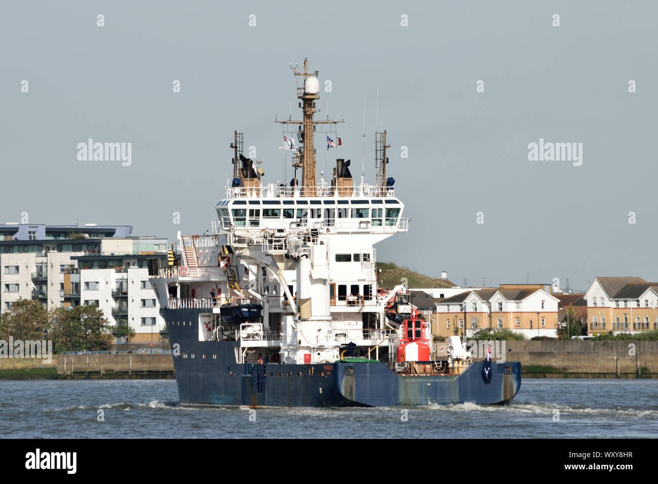 Northern Lighthouse Board Ausschreibung PHAROS Position auf der Themse nach Einnahme nicht Teil in London International Versand Woche 2019 Veranstaltungen in London. Stockfoto