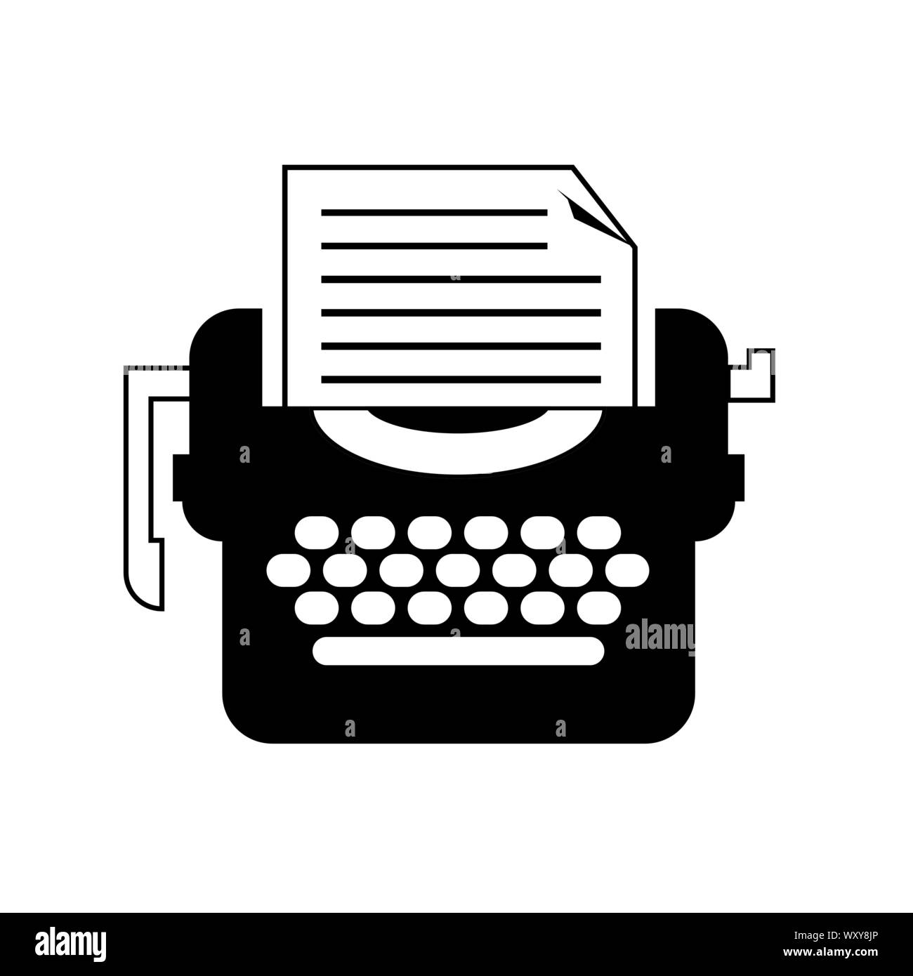 Isolierte schwarze und weiße Schreibmaschine Symbol. Flache Vektor für Verfasser Stock Vektor