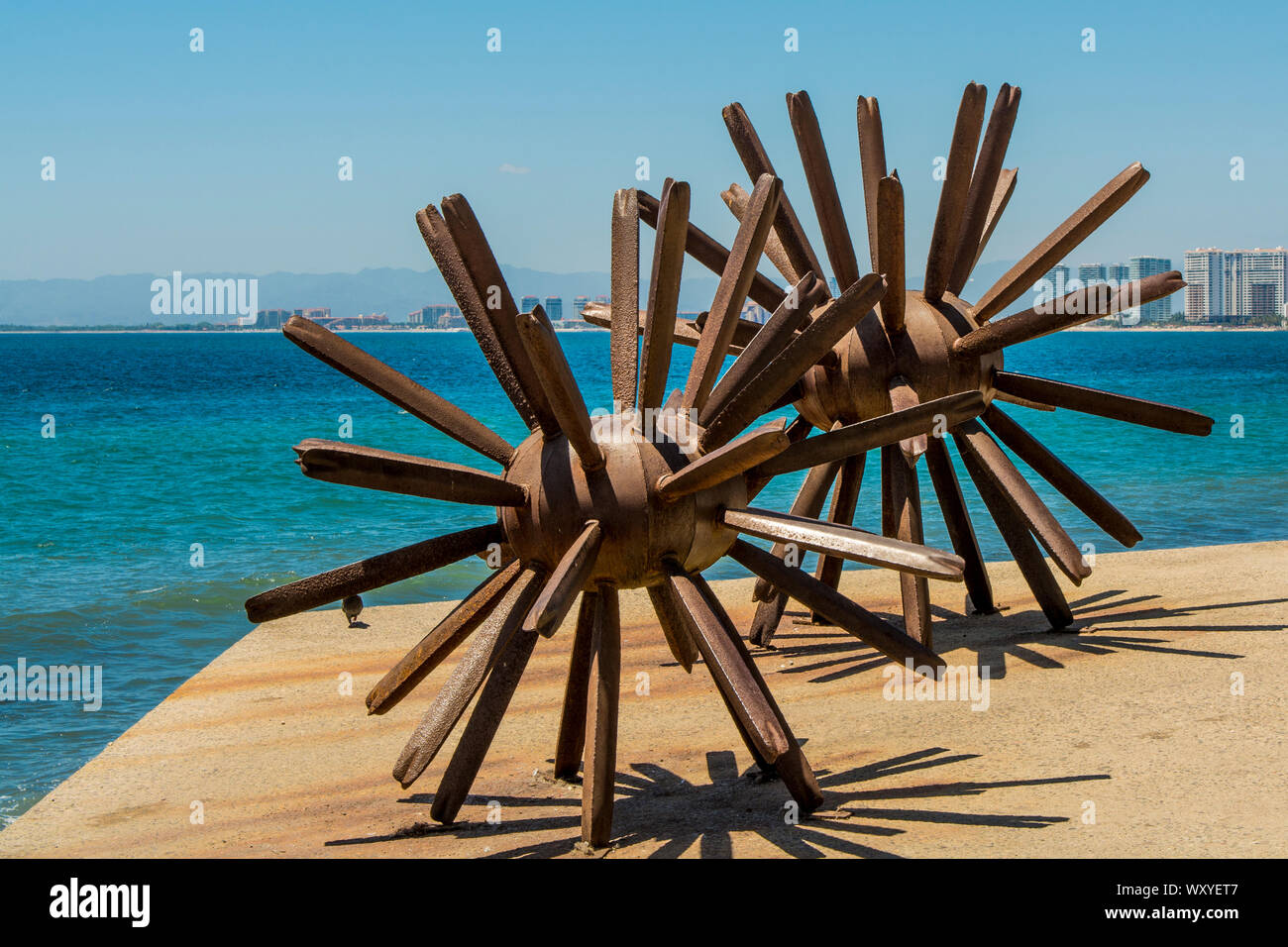 Skulptur auf dem Malecon, Puerto Vallarta, Jalisco, Mexiko. Stockfoto