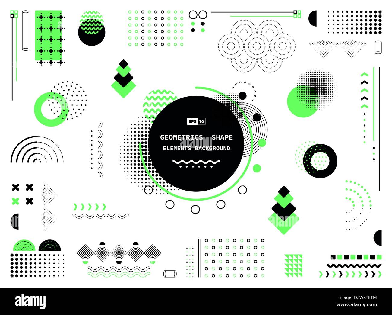 Abstrakte grüne und schwarze geometrische Form von modernen Elementen Cover Design Hintergrund. Verwenden Sie für Poster, Artwork, Template Design, ad, drucken. Abbildung Stock Vektor