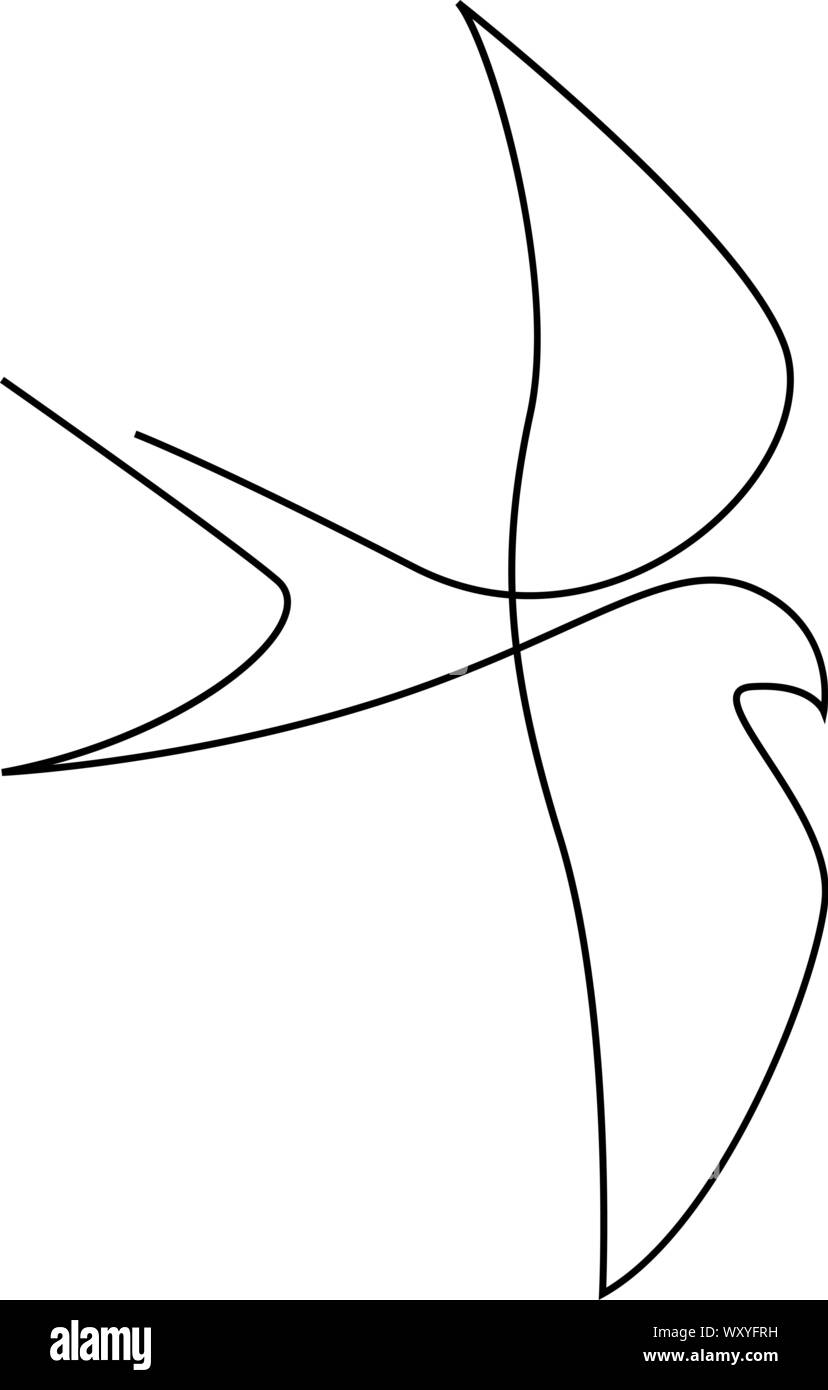 Eine Zeile schlucken oder martlet design Silhouette. Hand gezeichnet Minimalismus Stil. Vector Illustration Stock Vektor