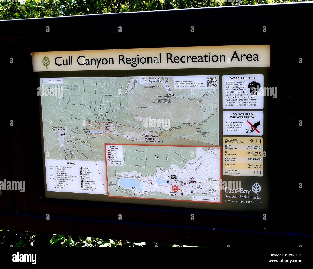 Cull Canyon Regional Recreation Area map, Castro Valley, Kalifornien Stockfoto