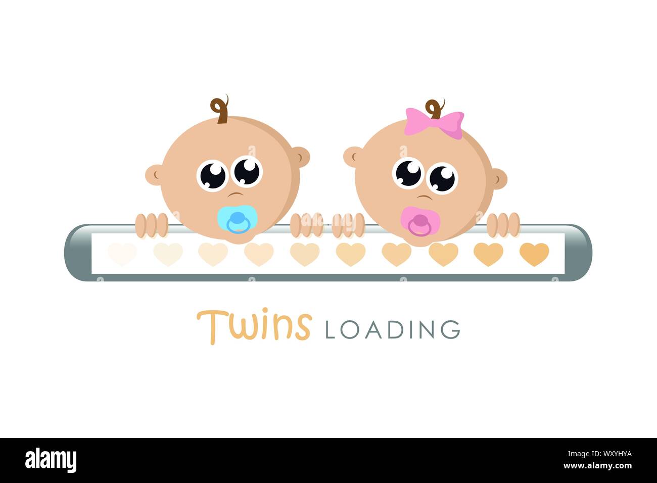 Baby Mädchen und junge Zwillinge laden Bar mit Herzen Vector EPS Abbildung 10 Stock Vektor
