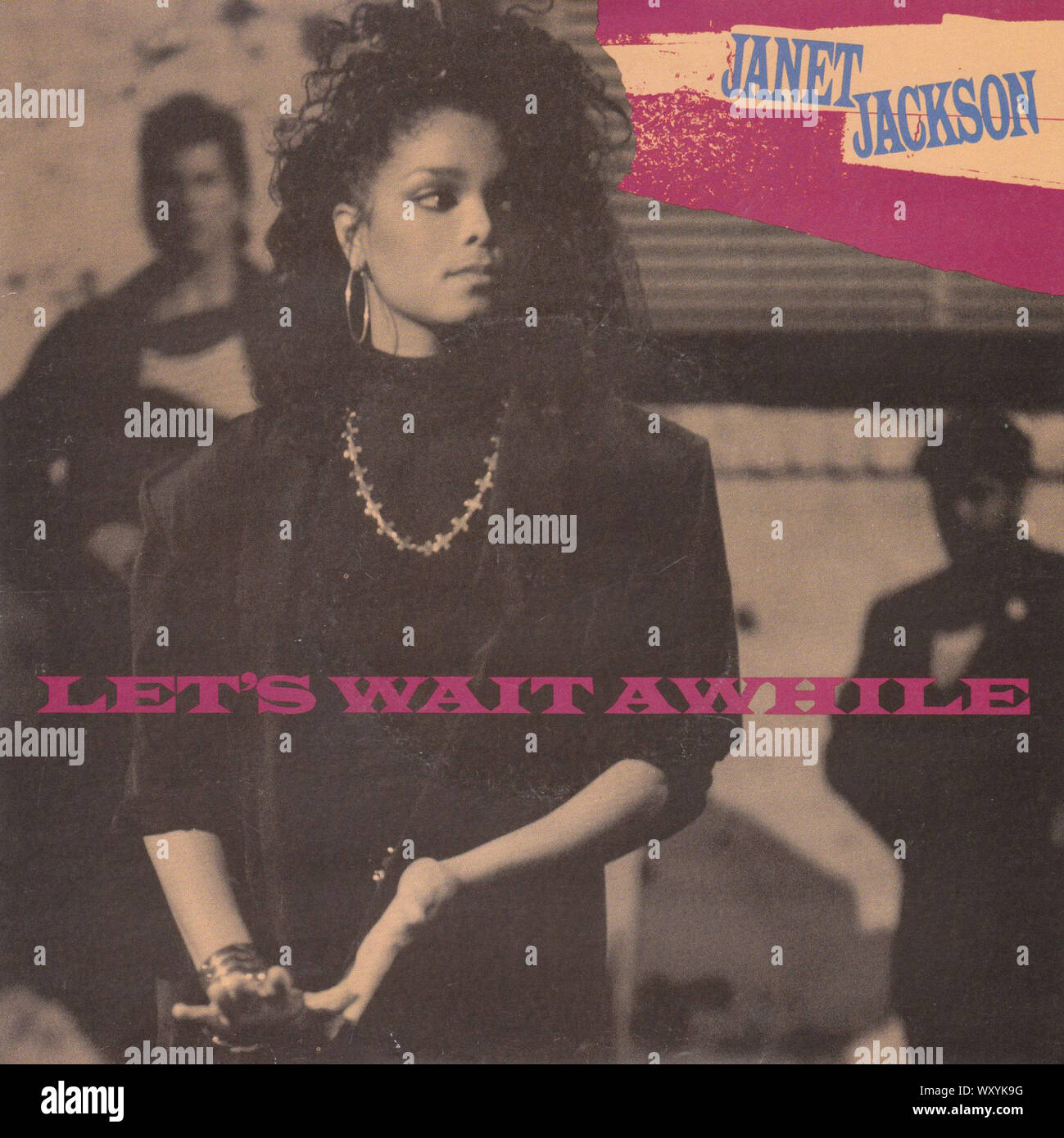 Janet Jackson - Ermöglicht eine Weile warten - Vintage 7'' Zoll Plattencover Stockfoto