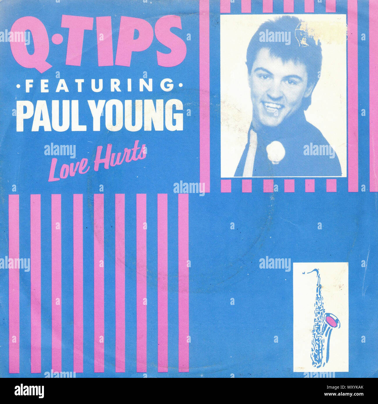 Paul Young - Love Hurts - Vintage 7'' Zoll Plattencover Stockfoto