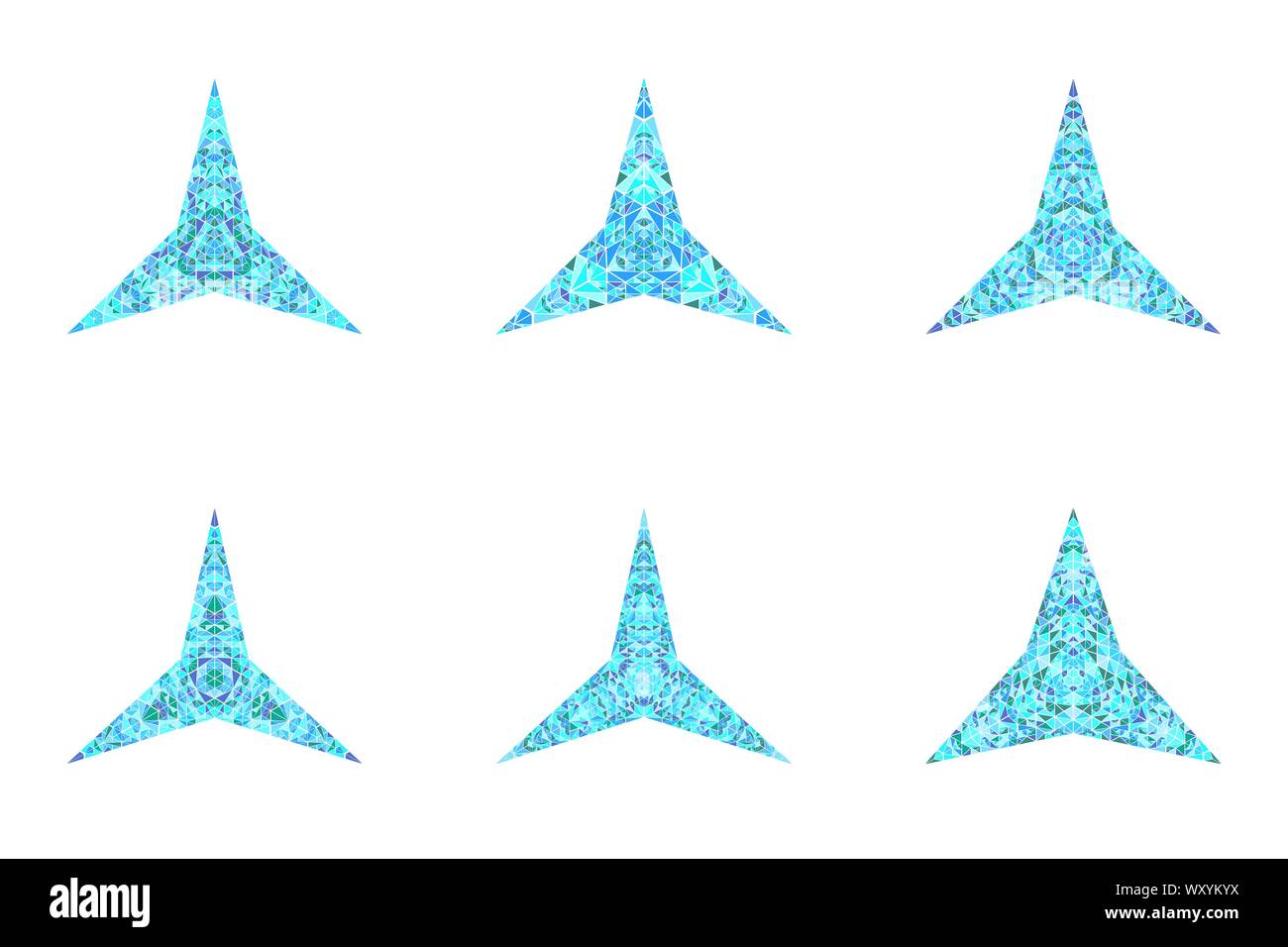 Polygonale isoliert Dreieck stern Polygon gesetzt - geometrische abstrakte Zier geometrischer Vektor Element aus Mosaik Dreiecke Stock Vektor