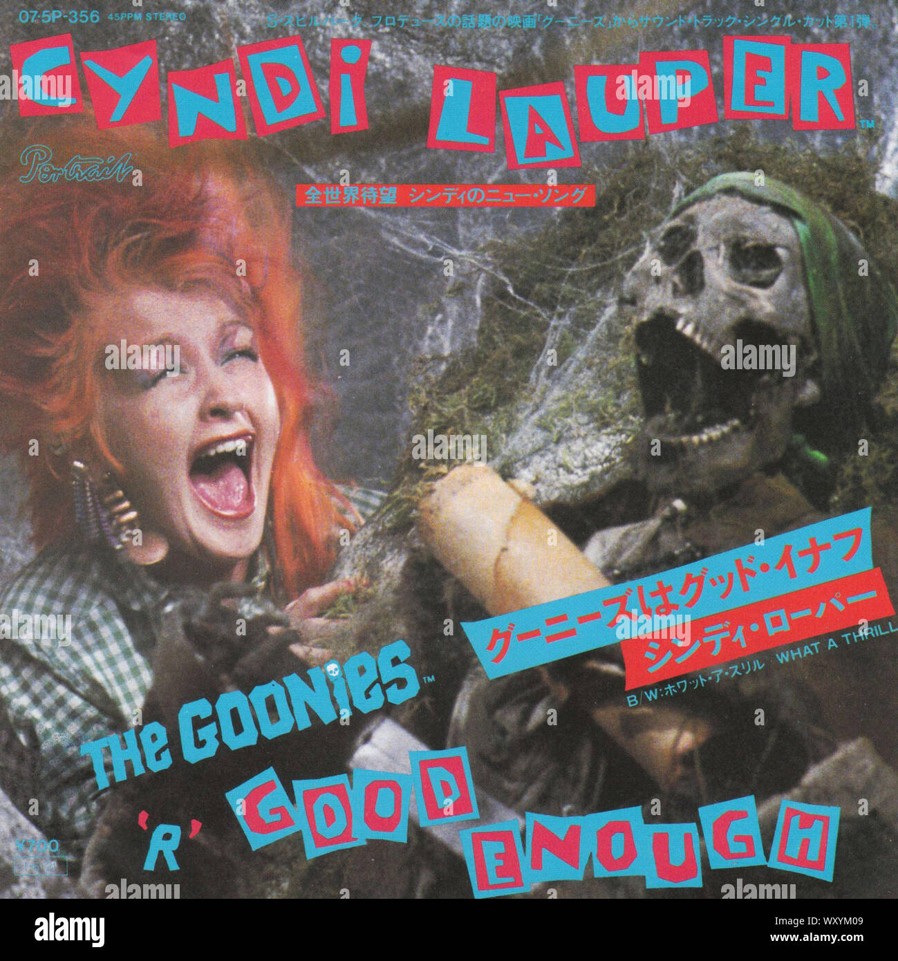 Cyndi Lauper - Die Goonies R gut genug - Vintage 7'' Zoll Plattencover Stockfoto