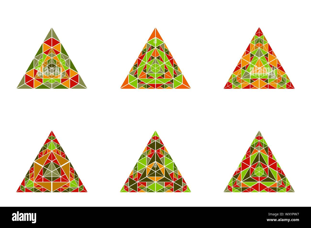 Polygonale abstrakte Dreieck Pyramide logo Schablone - Geometrische geometrische bunte Vektorgrafiken Stock Vektor
