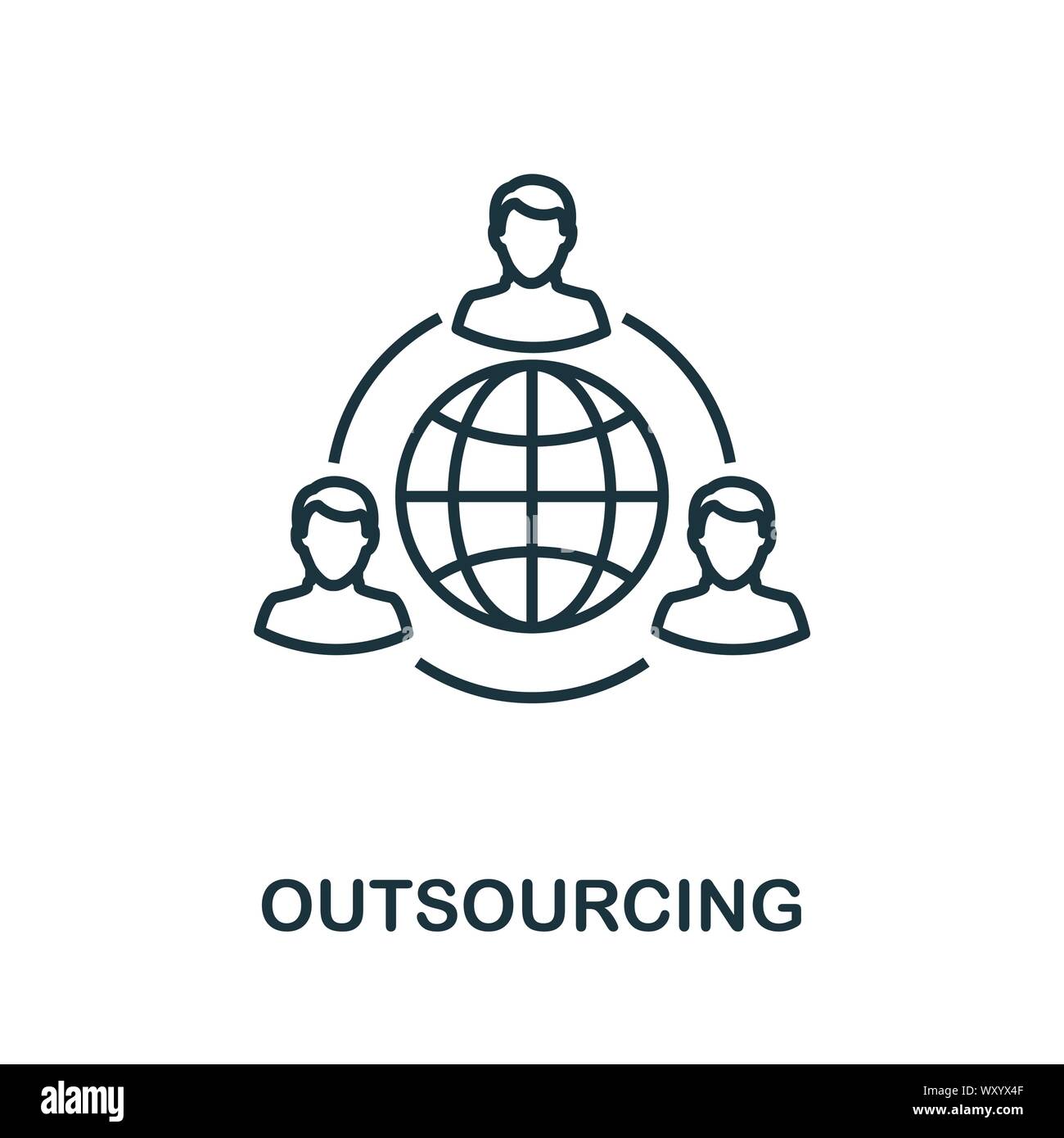 Outsourcing übersicht Symbol. Thin Line Konzept Element vom Kundendienst icons Collection. Kreative Outsourcing Symbol für mobile Apps und Internetnutzung Stock Vektor