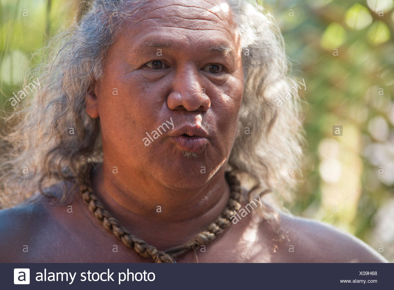 Molokai, lokale, Polynesian, kein Model-Release und Mann, USA, Hawaii, Amerika, Porträt, Stockfoto