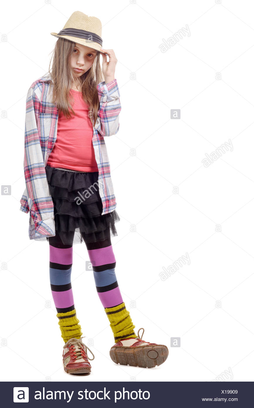 Junge Madchen In Hipster Style Madchen Isoliert Auf Weissem Hintergrund Stockfotografie Alamy