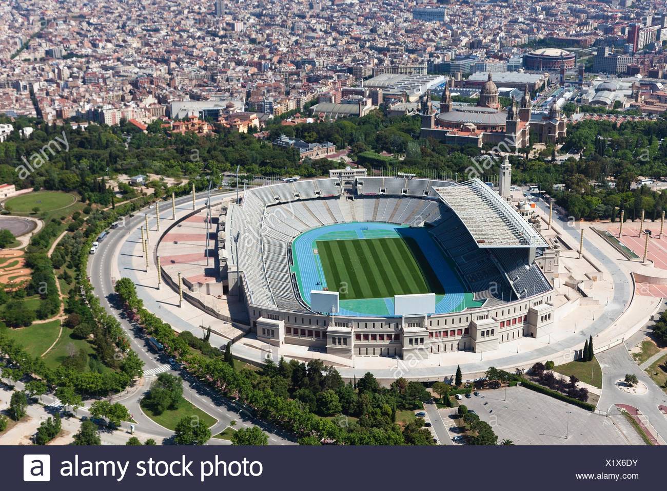 Olympiastadion Olympiagelande Montjuic Barcelona Katalonien Spanien Stockfotografie Alamy