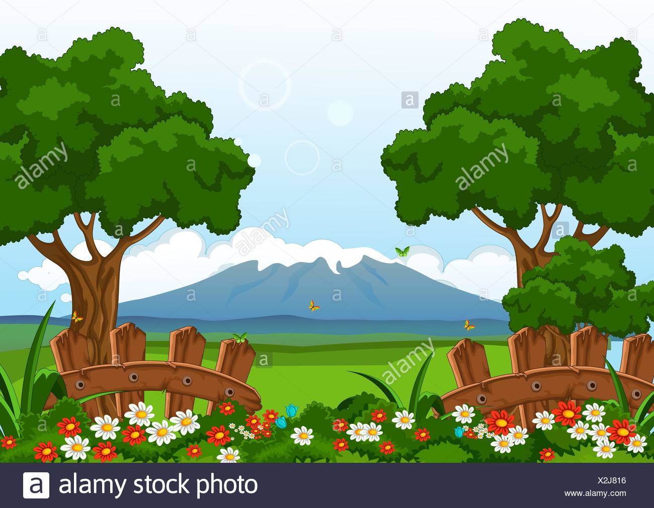 Schonheit Sommer Mit Blume Garten Landschaft Hintergrund Stockfotografie Alamy