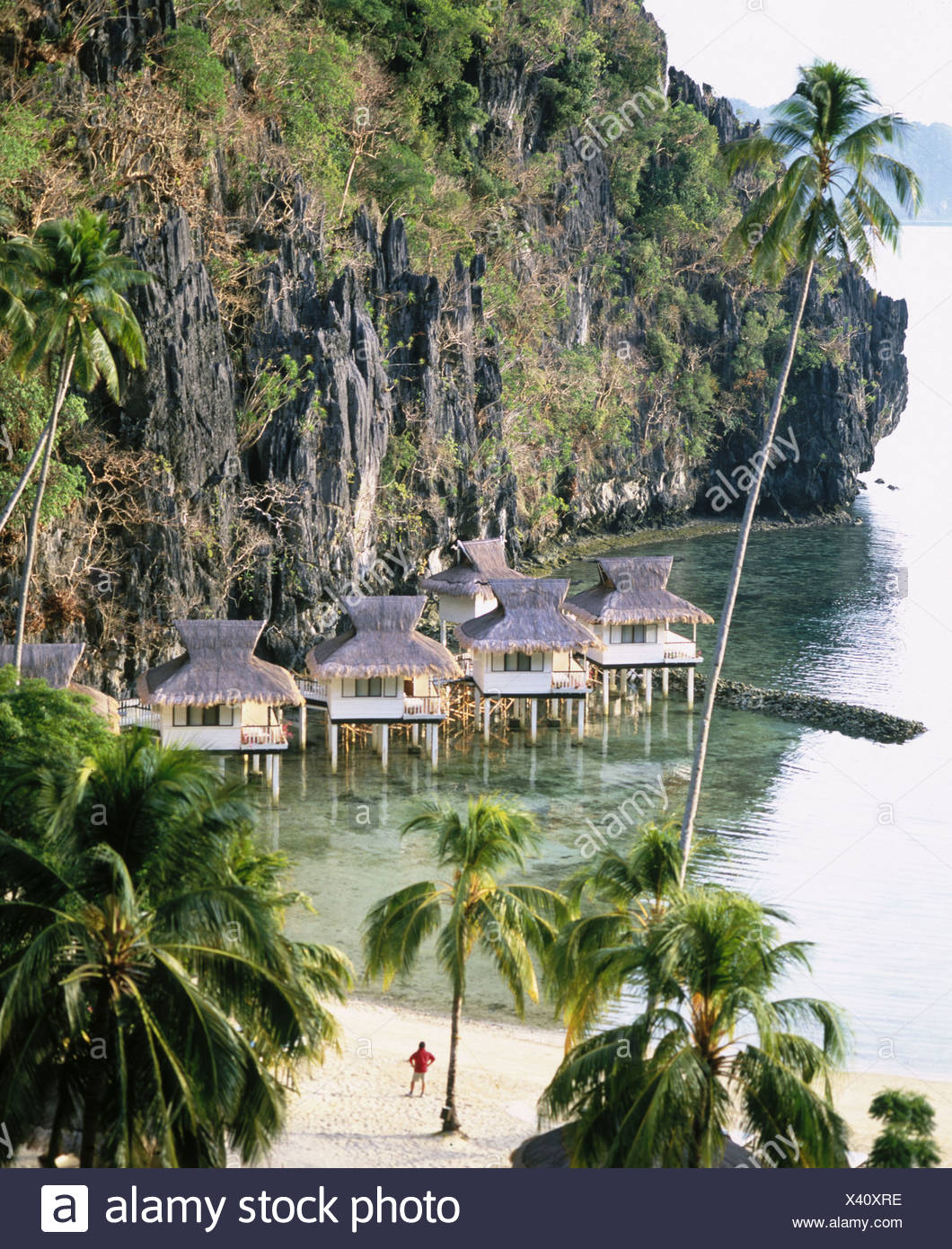 El Nido Strand Hotel Miniloc Island Resort Palawan Philippinen Asien Wasserbungalows Stockfotografie Alamy