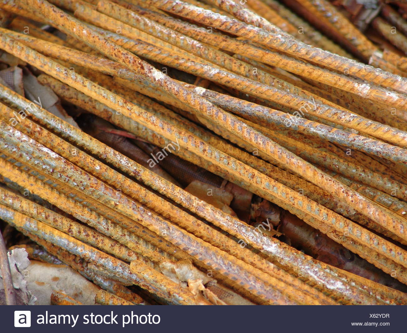 Konkrete Rost Stahlstangen Stahlbeton Haufen Haufen Gitter Gitter