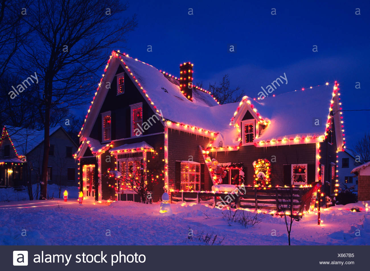 Haus dekoriert für Weihnachten, Crapeau, Prince Edward ...