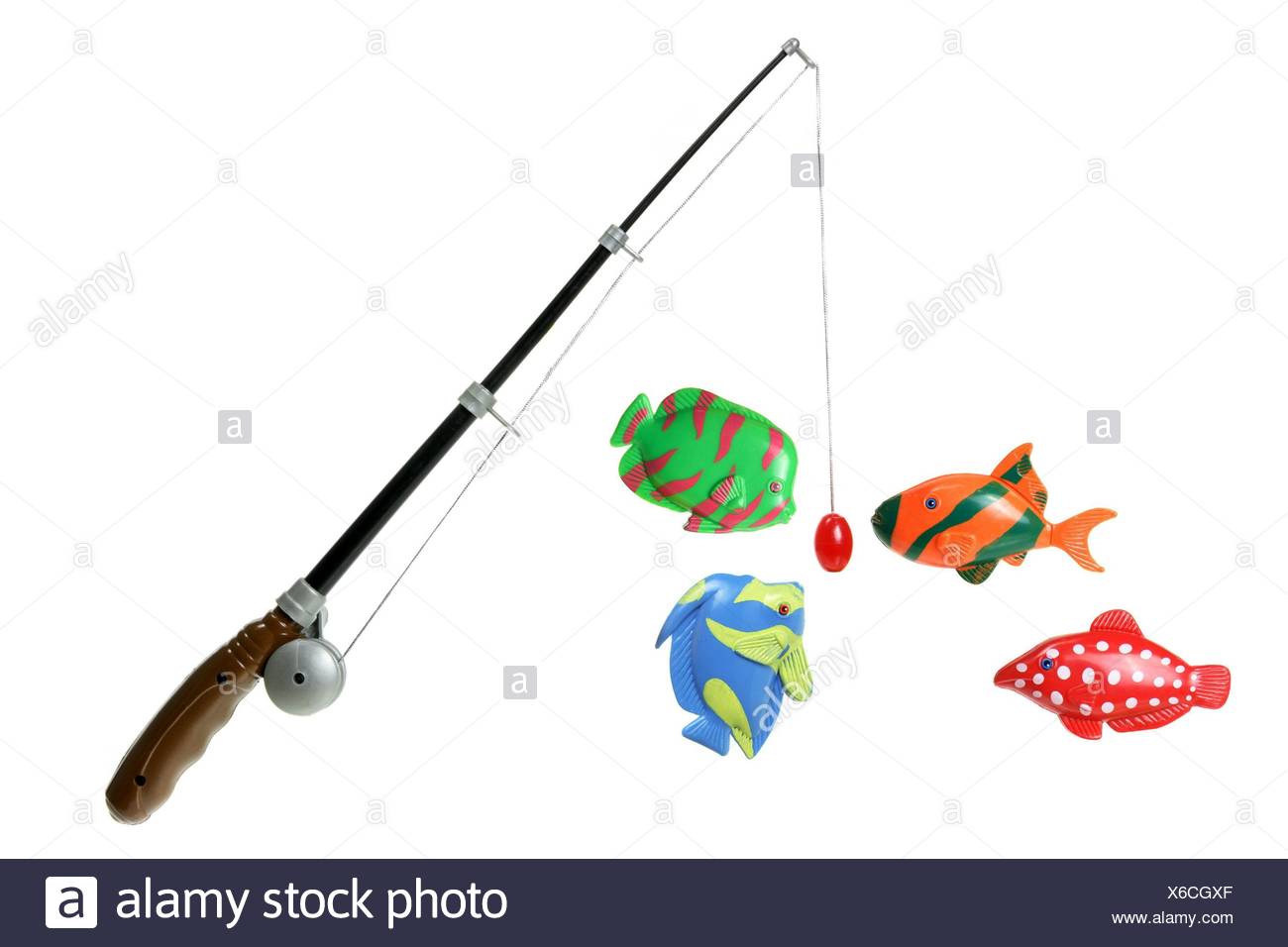Spielzeug Angelrute auf weißem Hintergrund Stockfotografie Spielzeug Angelrute auf weißem Hintergrund Stockfotografie