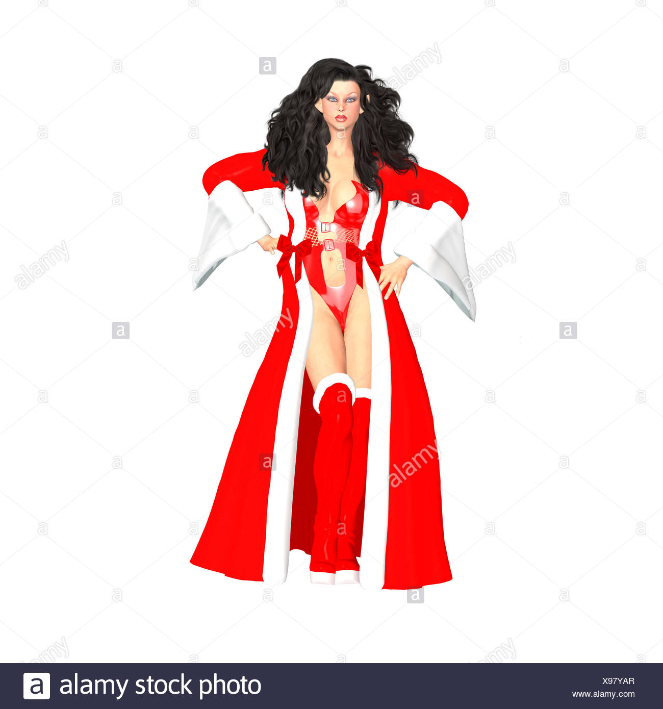 Böse Weihnachtselfe Pinup tinda Stockfoto