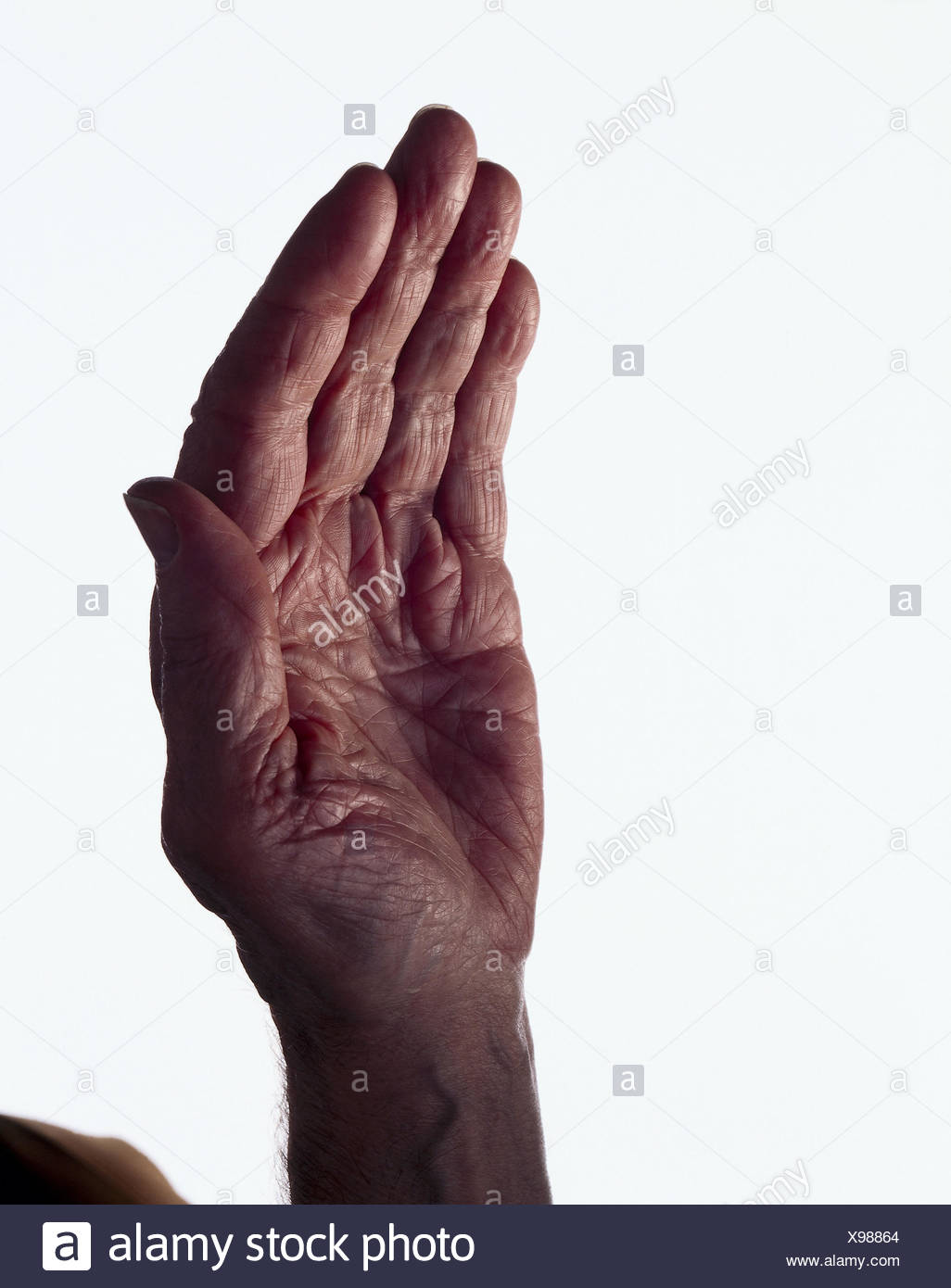 Senior Detail Hand Handflache Hand Des Mannes Mann Rentner Alte Person Alter Falten Falten Zerknittert Linien Der Hand Hand Innenflache Studio Stockfotografie Alamy
