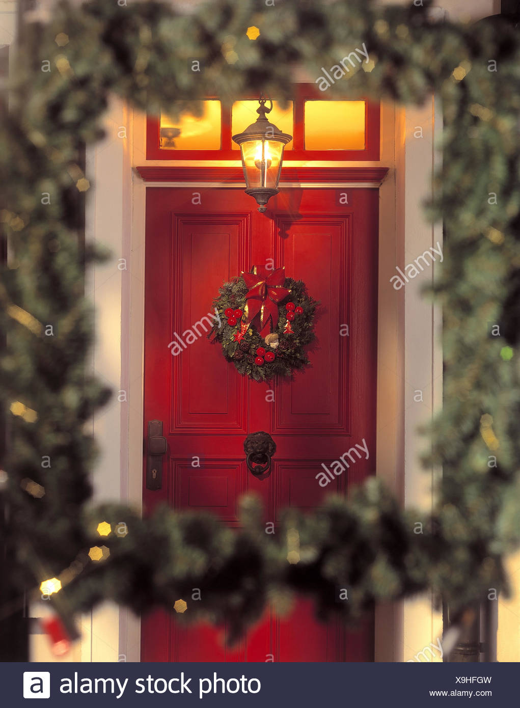 Haustür Rot Weihnachtsdekoration Tür Felge Weihnachten