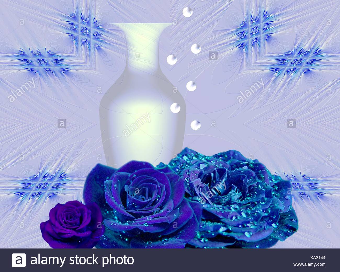 Blau Art Regentropfen Blume Blumen Pflanzen Phantasie Bluten Rosen Fotomontage Stockfotografie Alamy