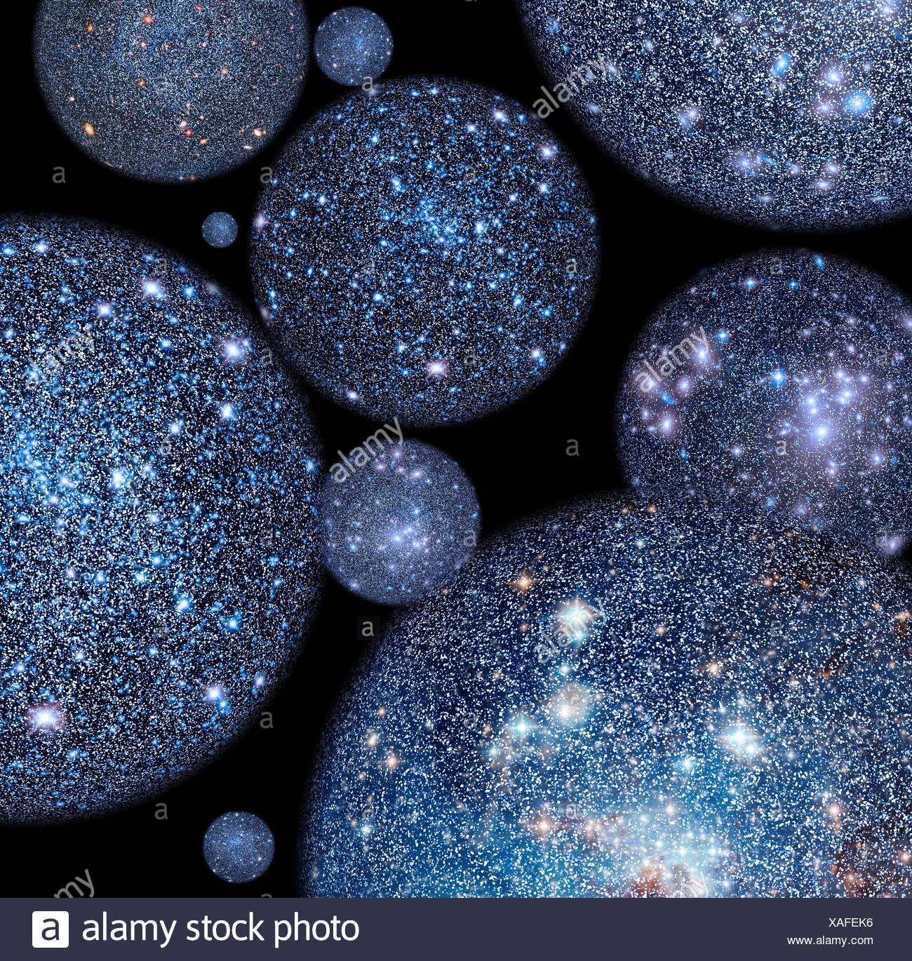 Blaue Kreise Multiversum Theorie Illustration Zu Abstrahieren Stockfotografie Alamy